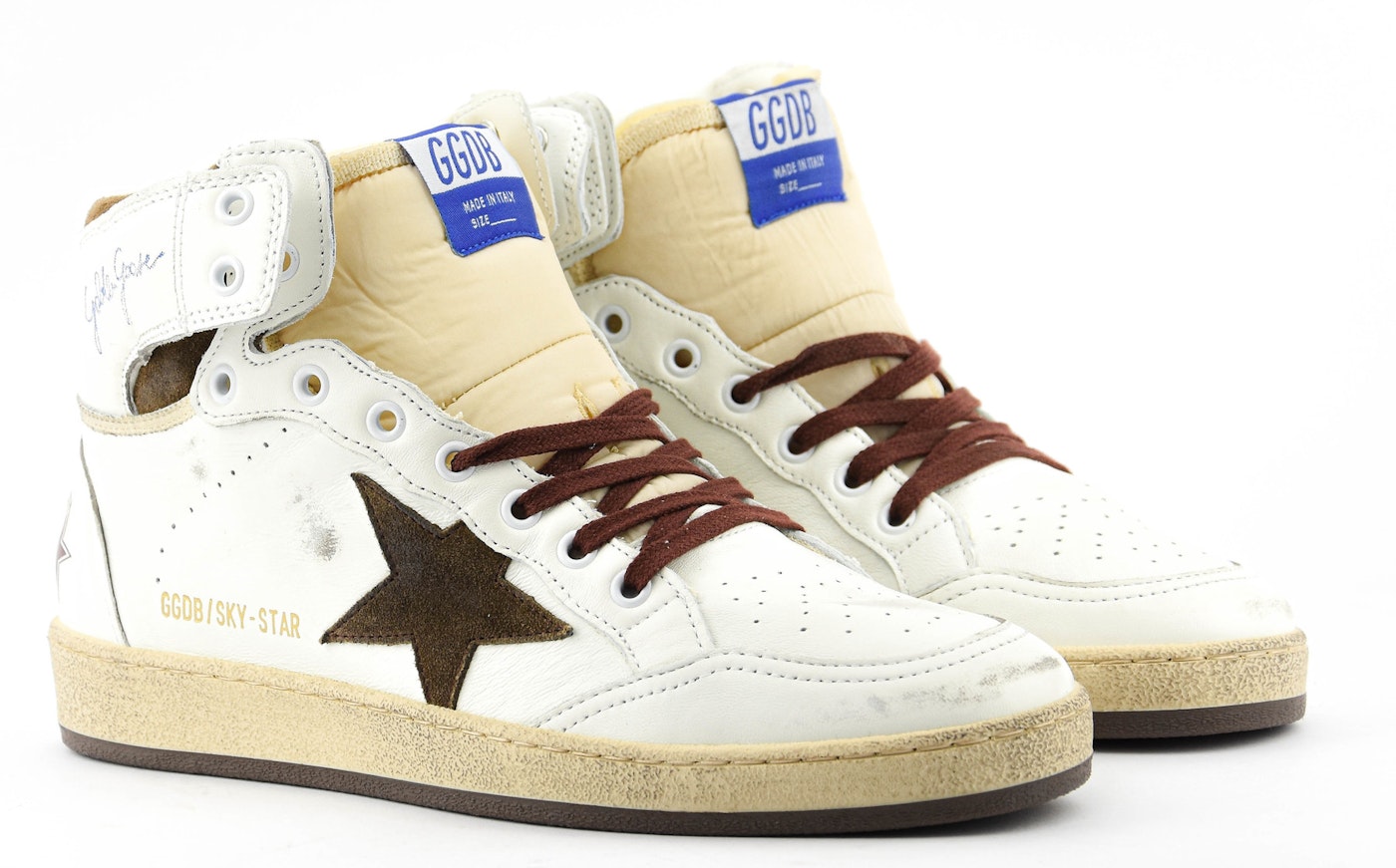 GOLDEN GOOSE SKYSTAR WHITE BEIGE CHOCOLAT