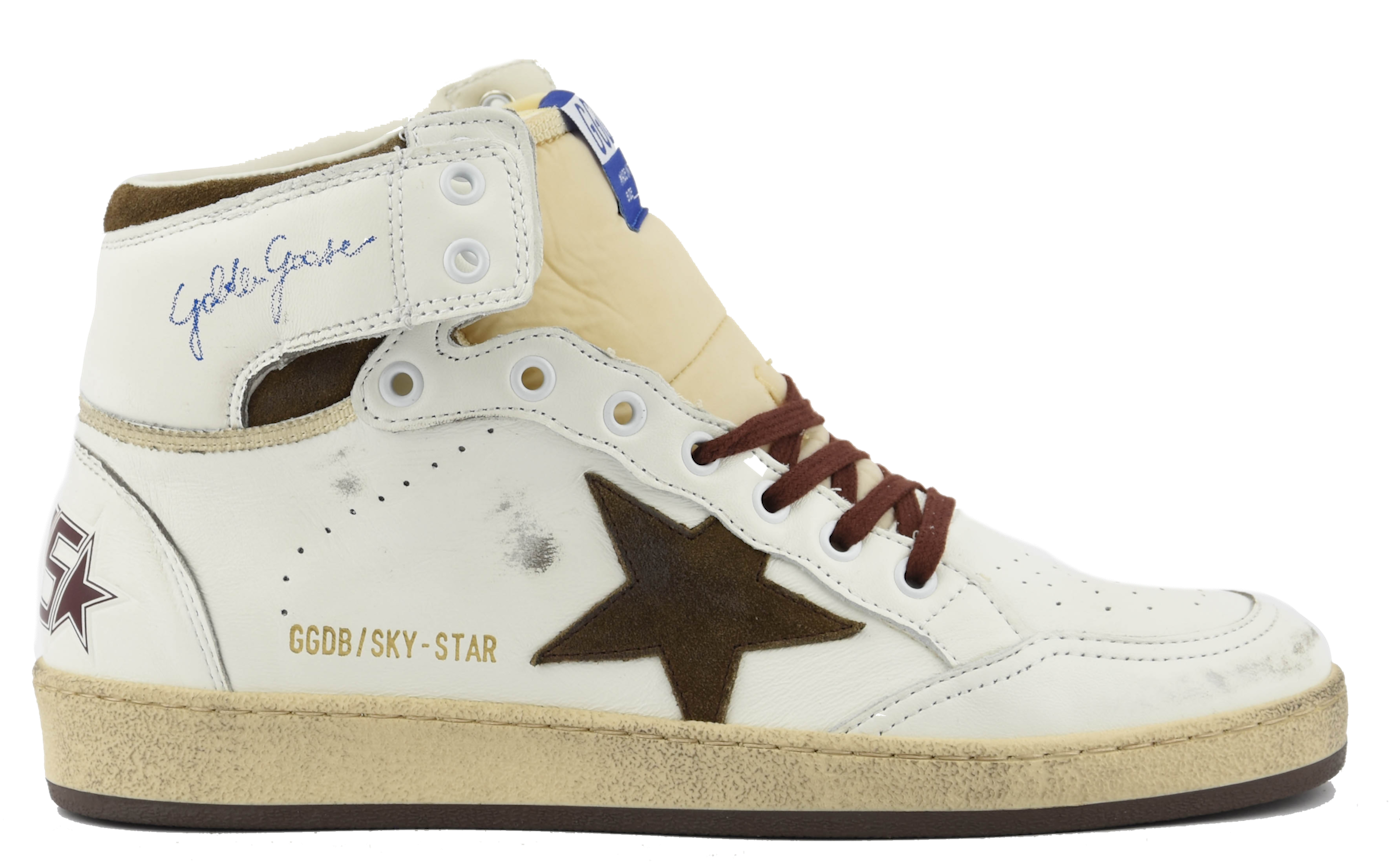 GOLDEN GOOSE SKYSTAR WHITE BEIGE CHOCOLAT