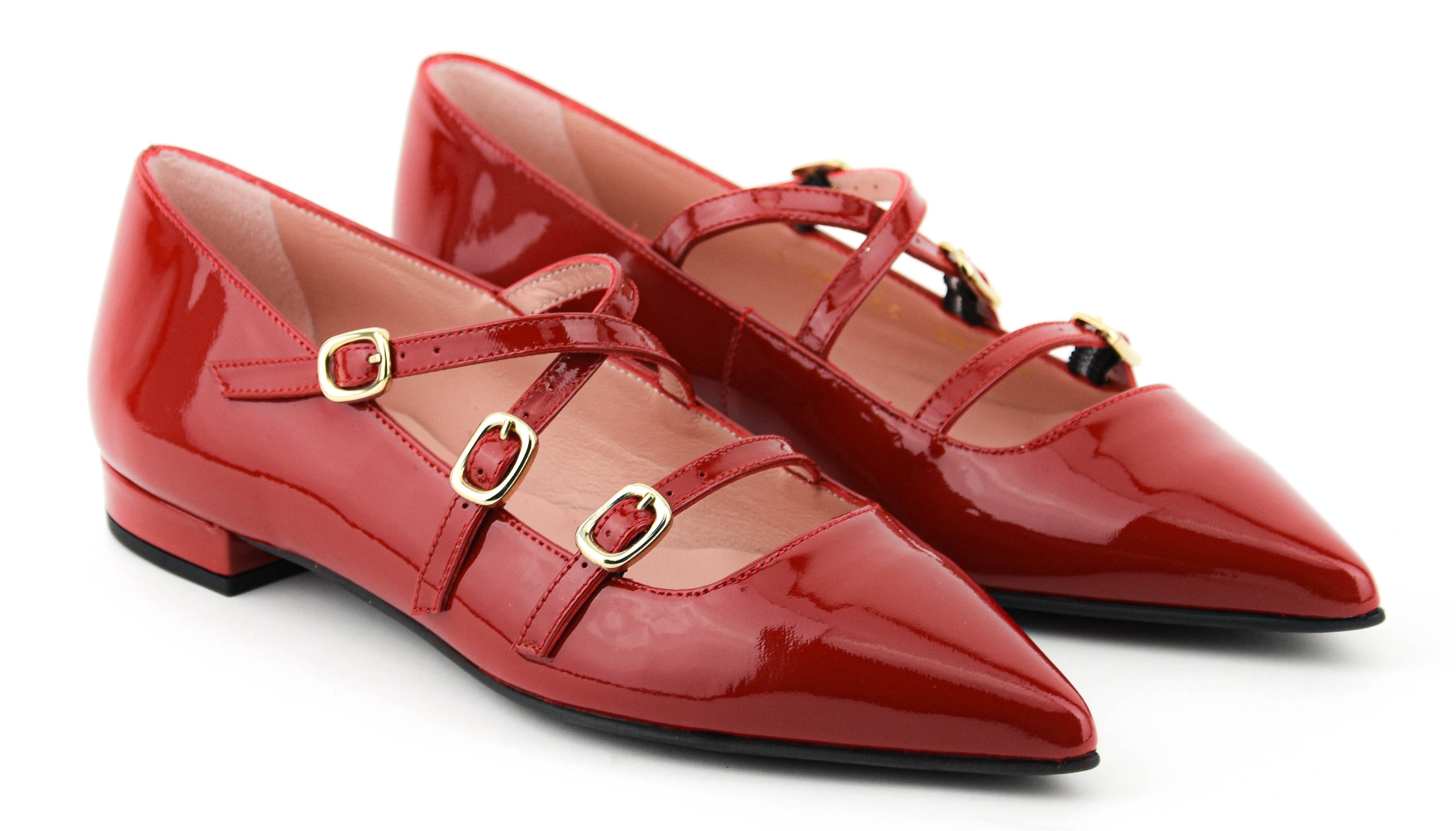PAUL WARMER STRAPPY BALLERINA RED
