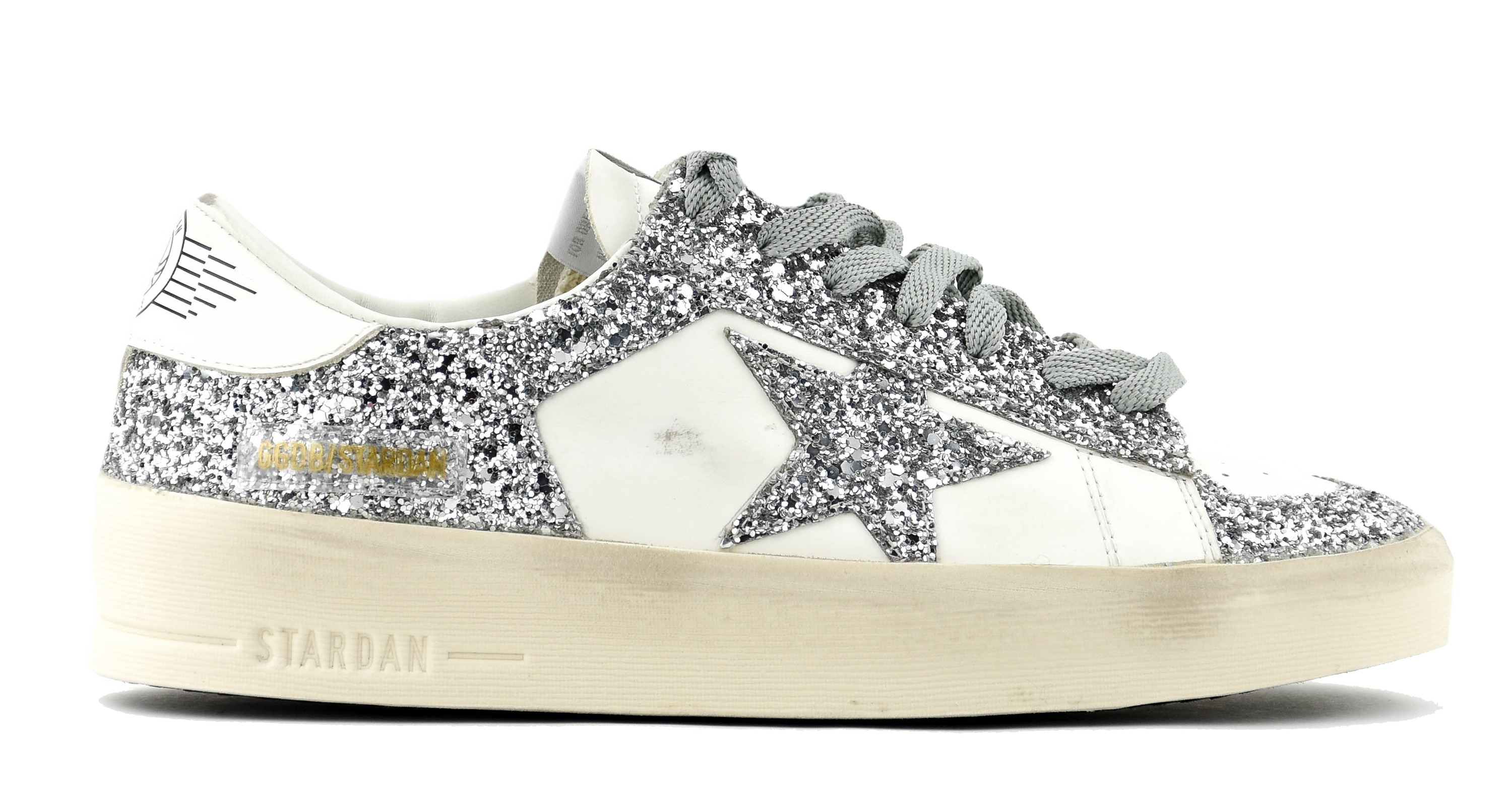 GOLDEN GOOSE STARDAN WHITE SILVER GLITTER