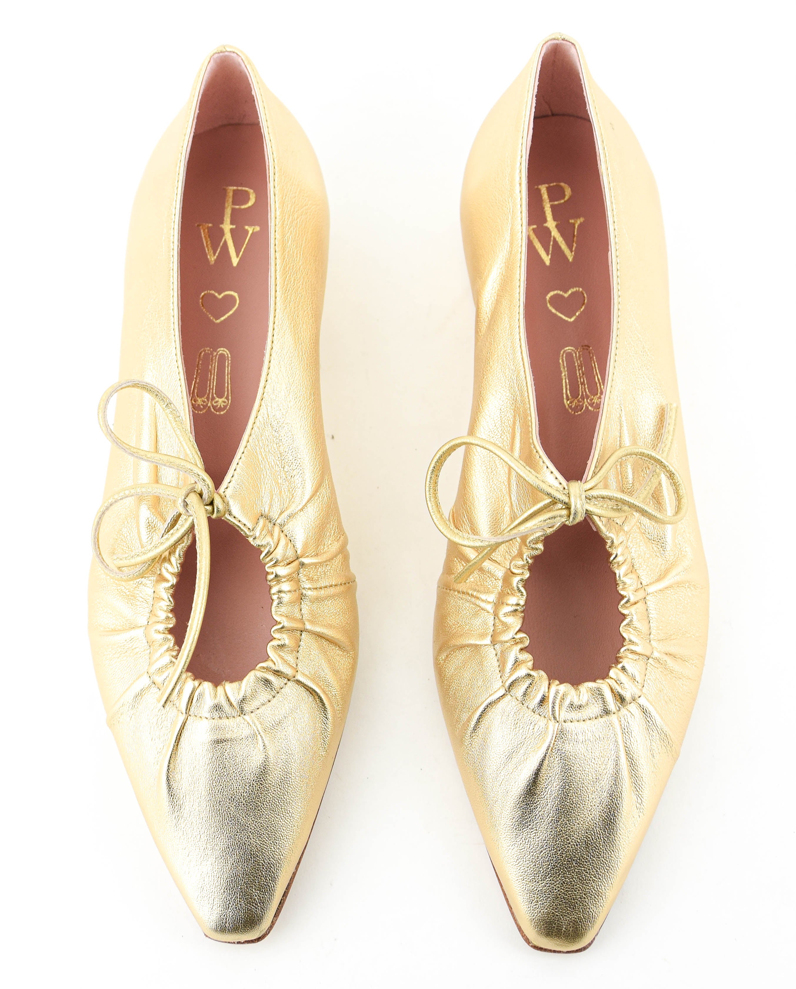 PAUL WARMER ELBA DRAWSTRING BALLERINA GOLD