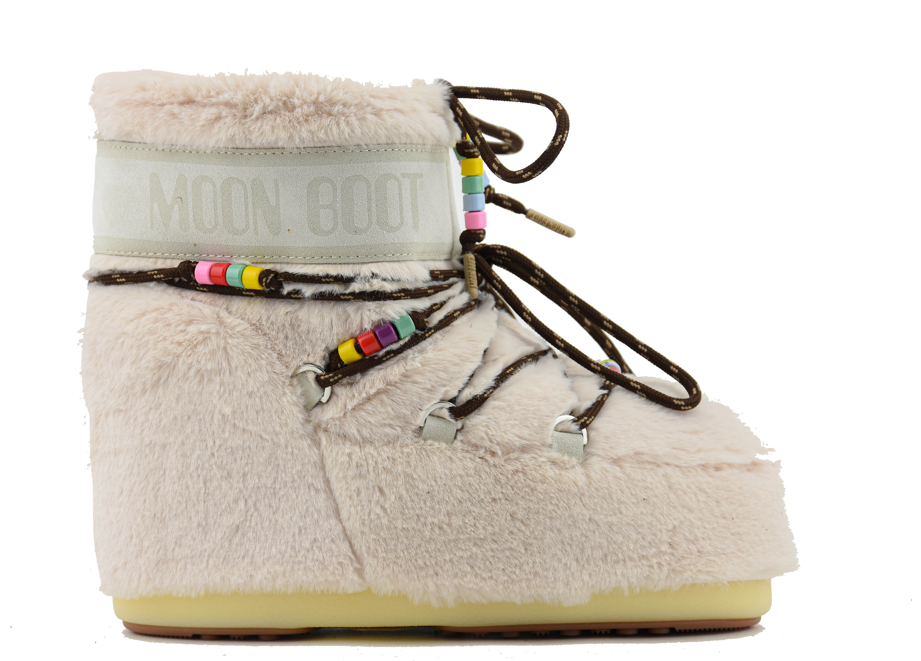 MOONBOOT ICON LOW FAUX FUR BEADS CREAM