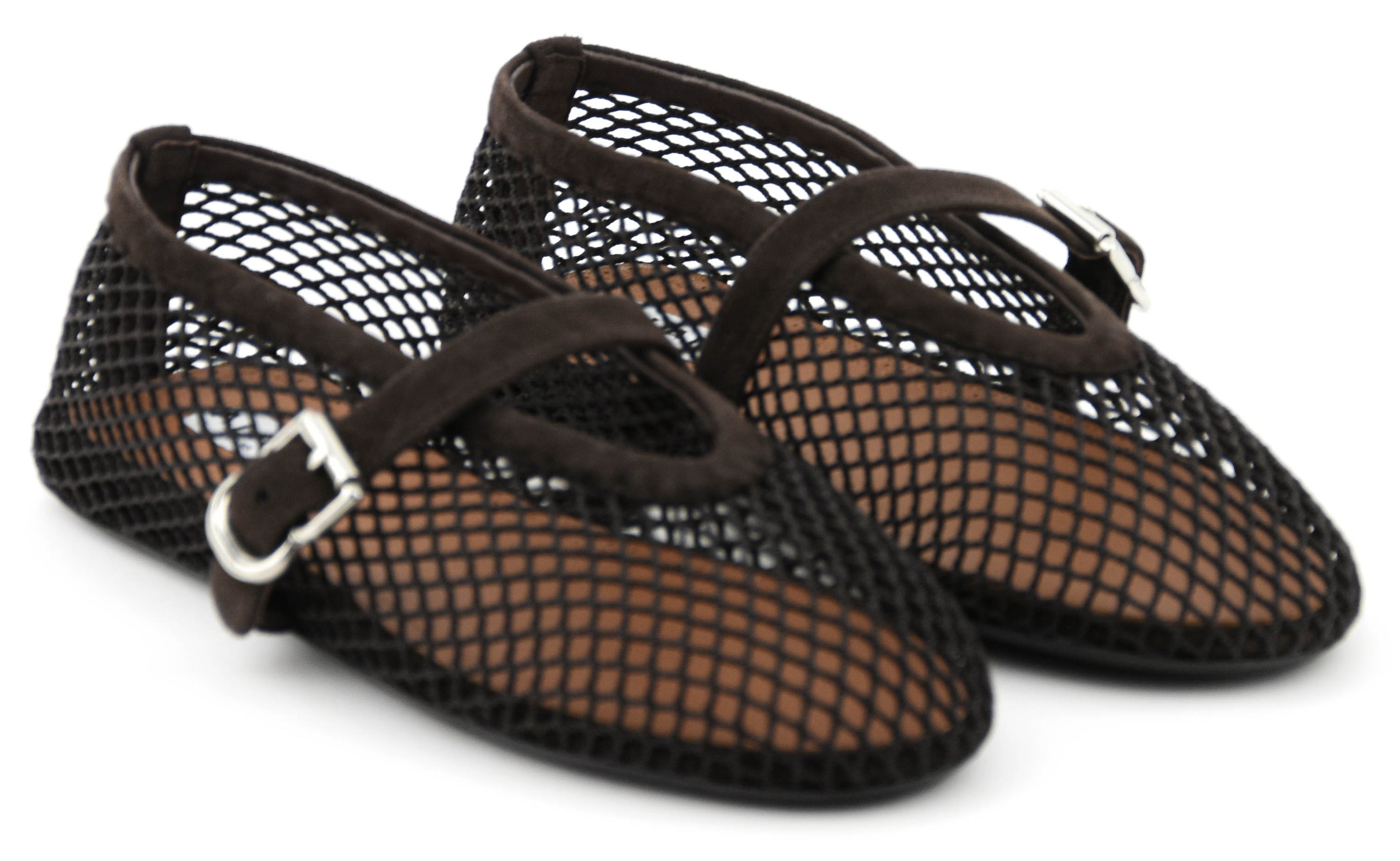 ALAIA FISHNET BALLERINA BRUN FONCE