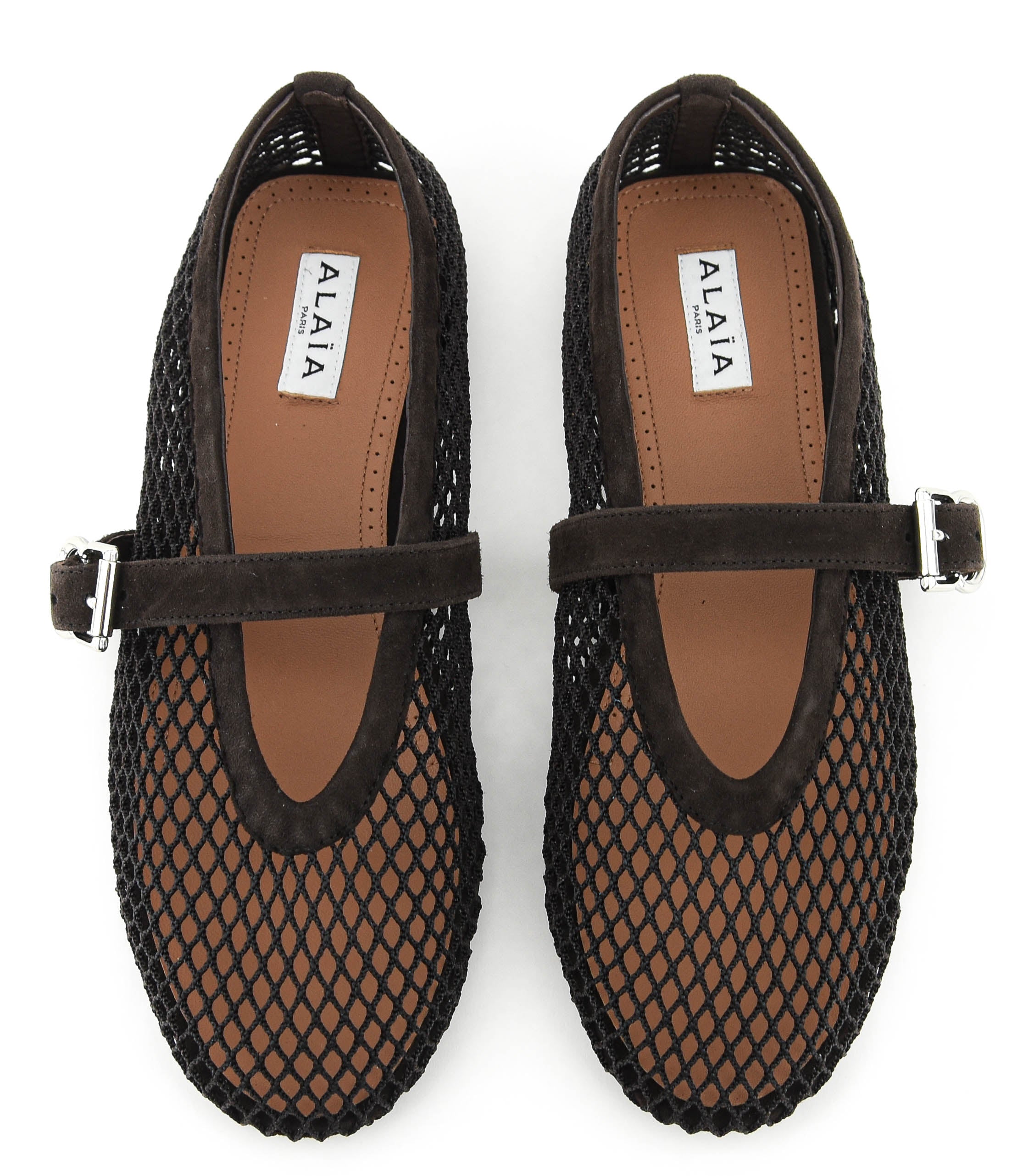 ALAIA FISHNET BALLERINA BRUN FONCE