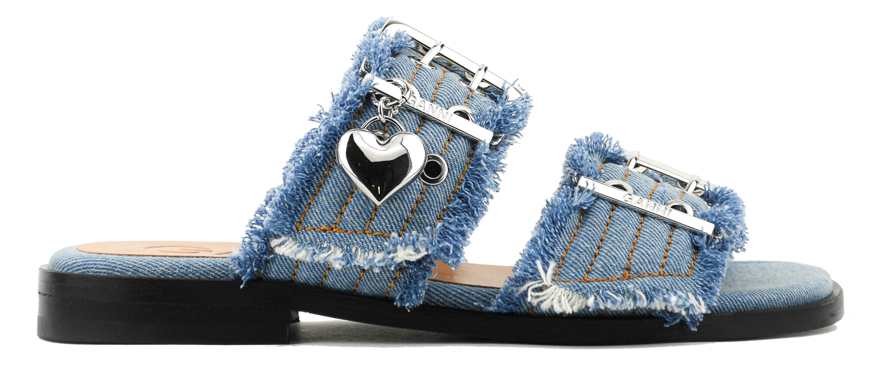 GANNI SLIDE FADED DENIM