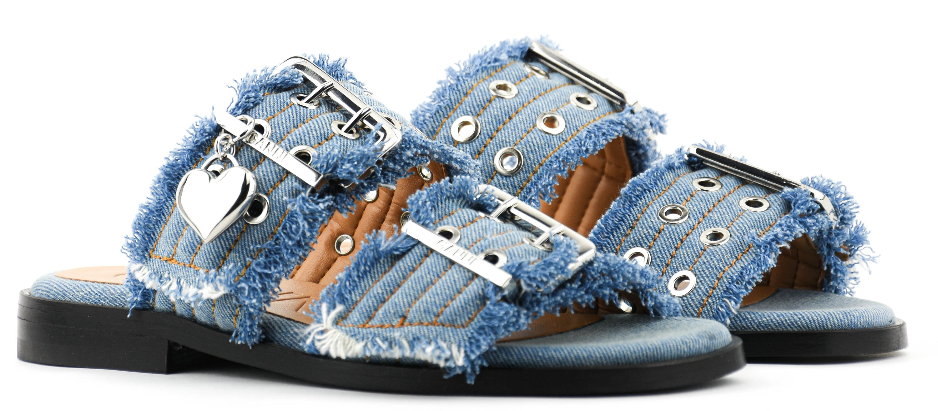 GANNI SLIDE FADED DENIM