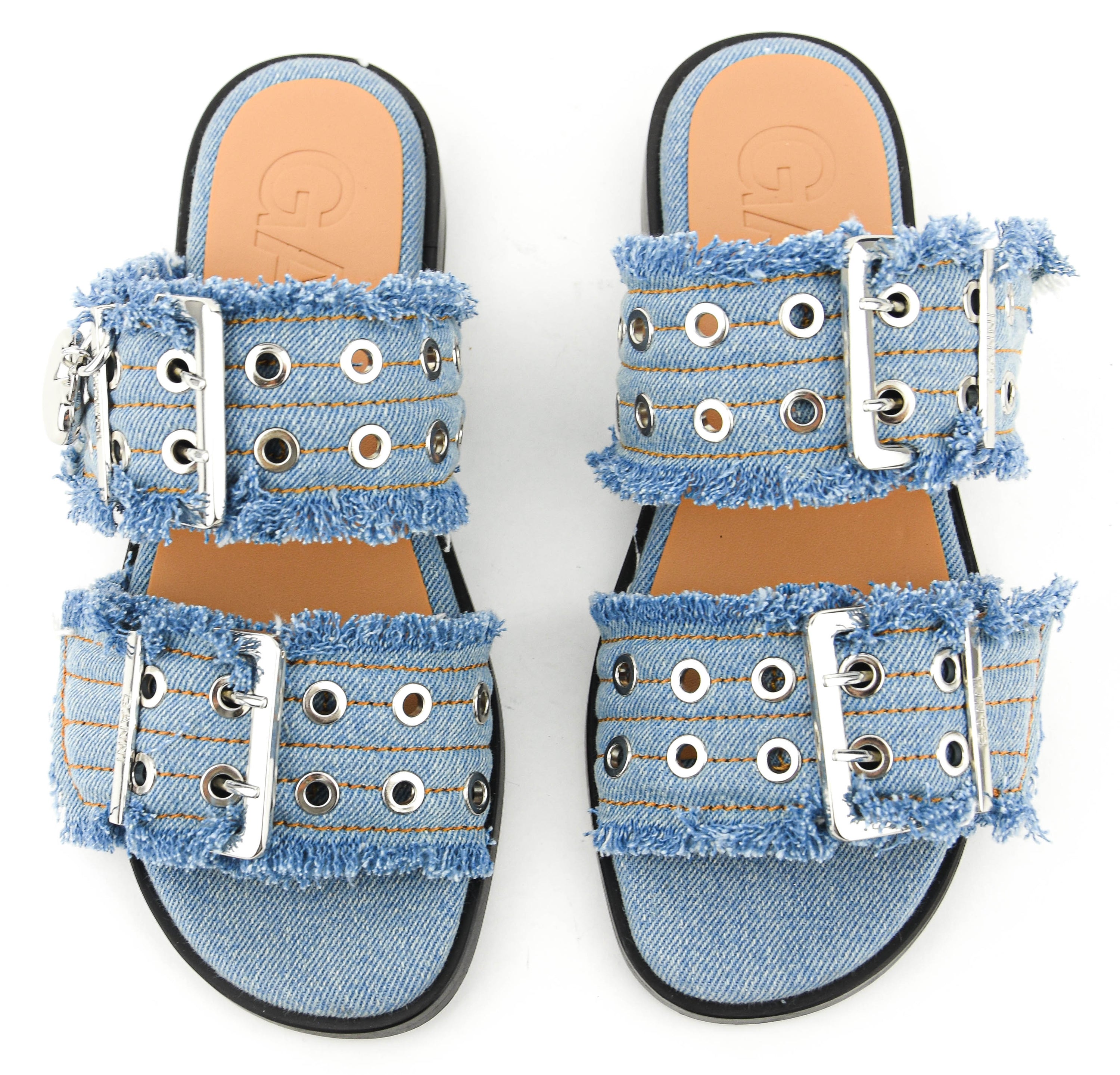 GANNI SLIDE FADED DENIM