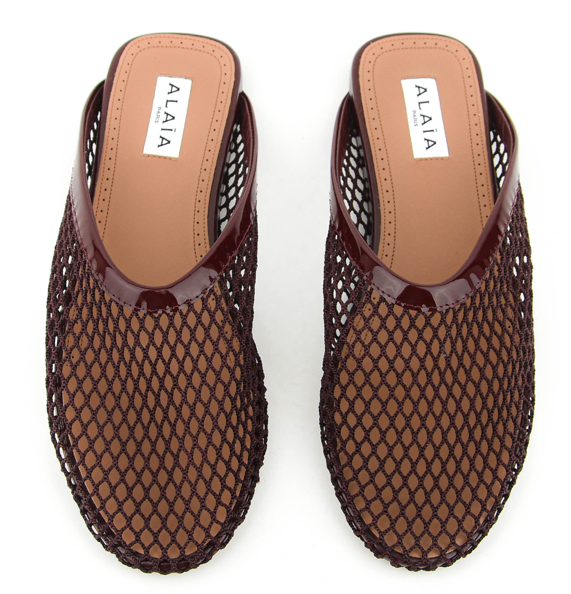 ALAIA FISHNET MULE ROUGE GRENAT