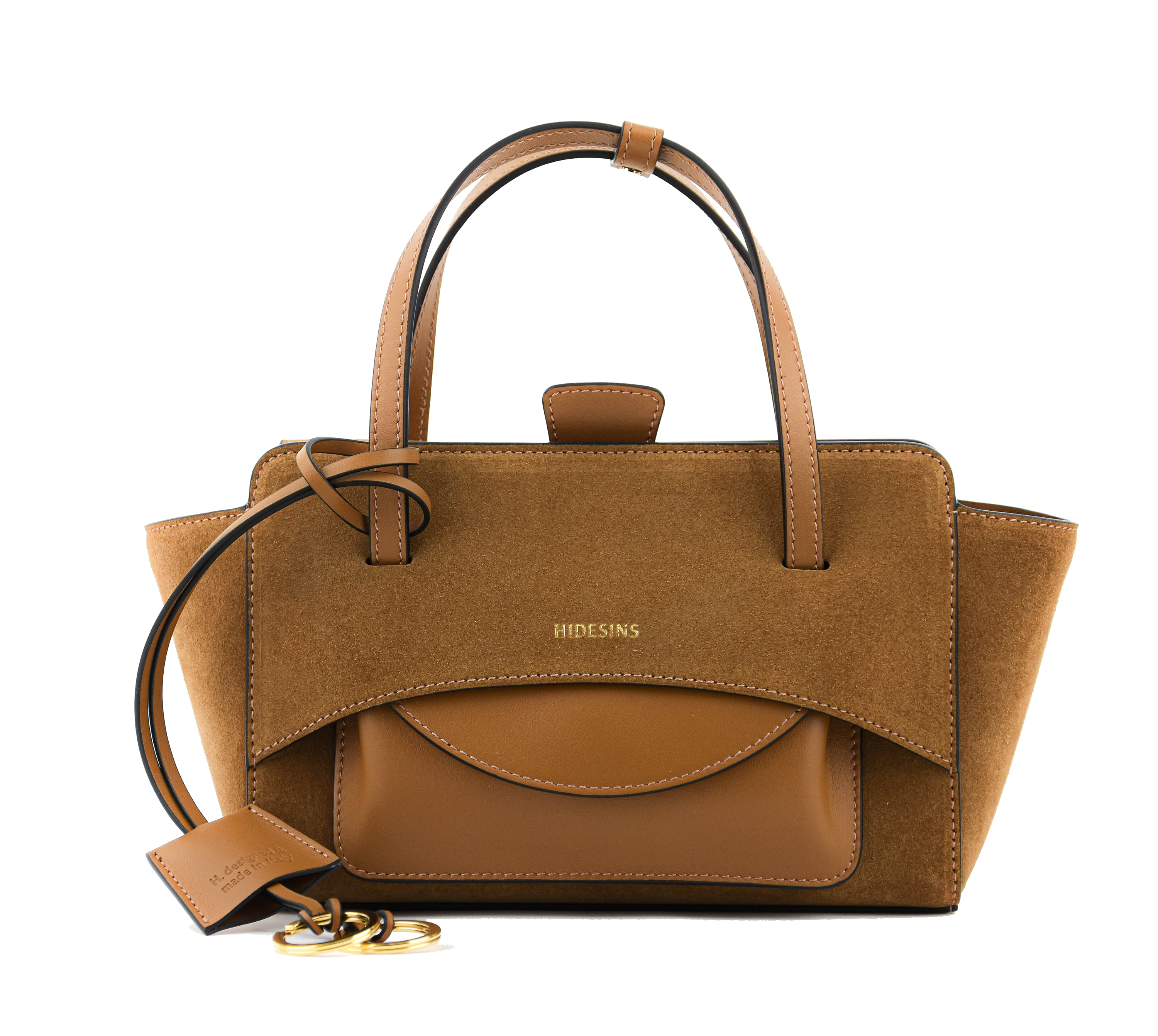 HIDESINS BAG FLAP S COGNAC SUEDE