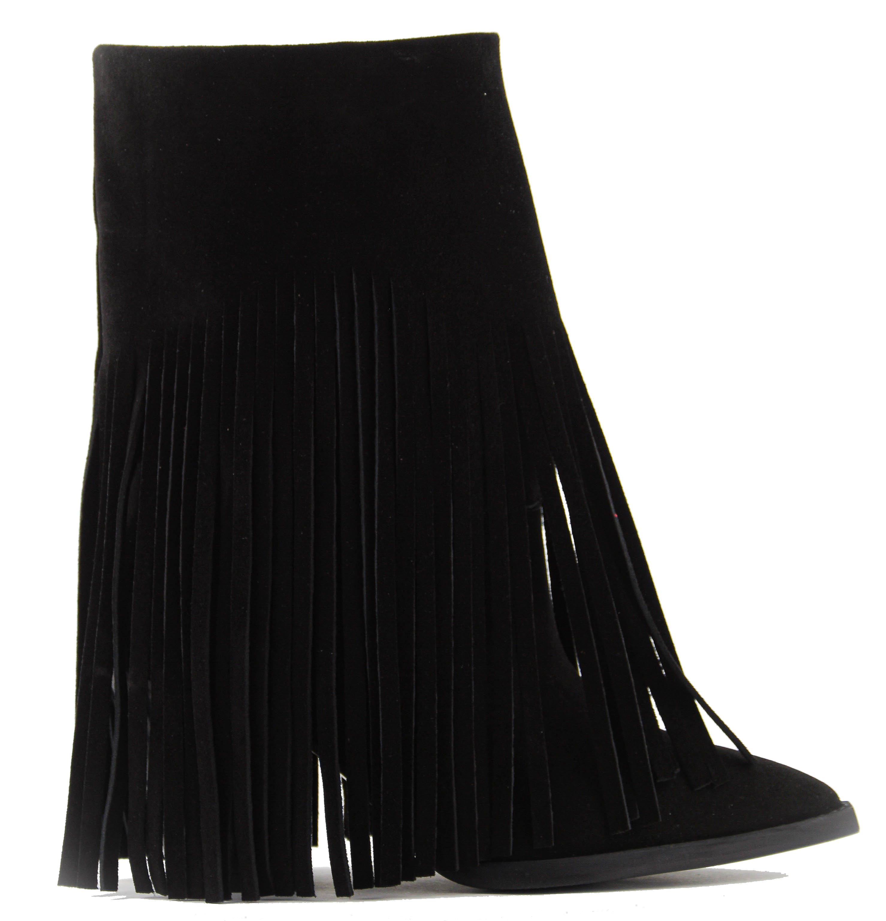 TORAL DONNA BASKET SUEDE FRINGE BOOT BLACK