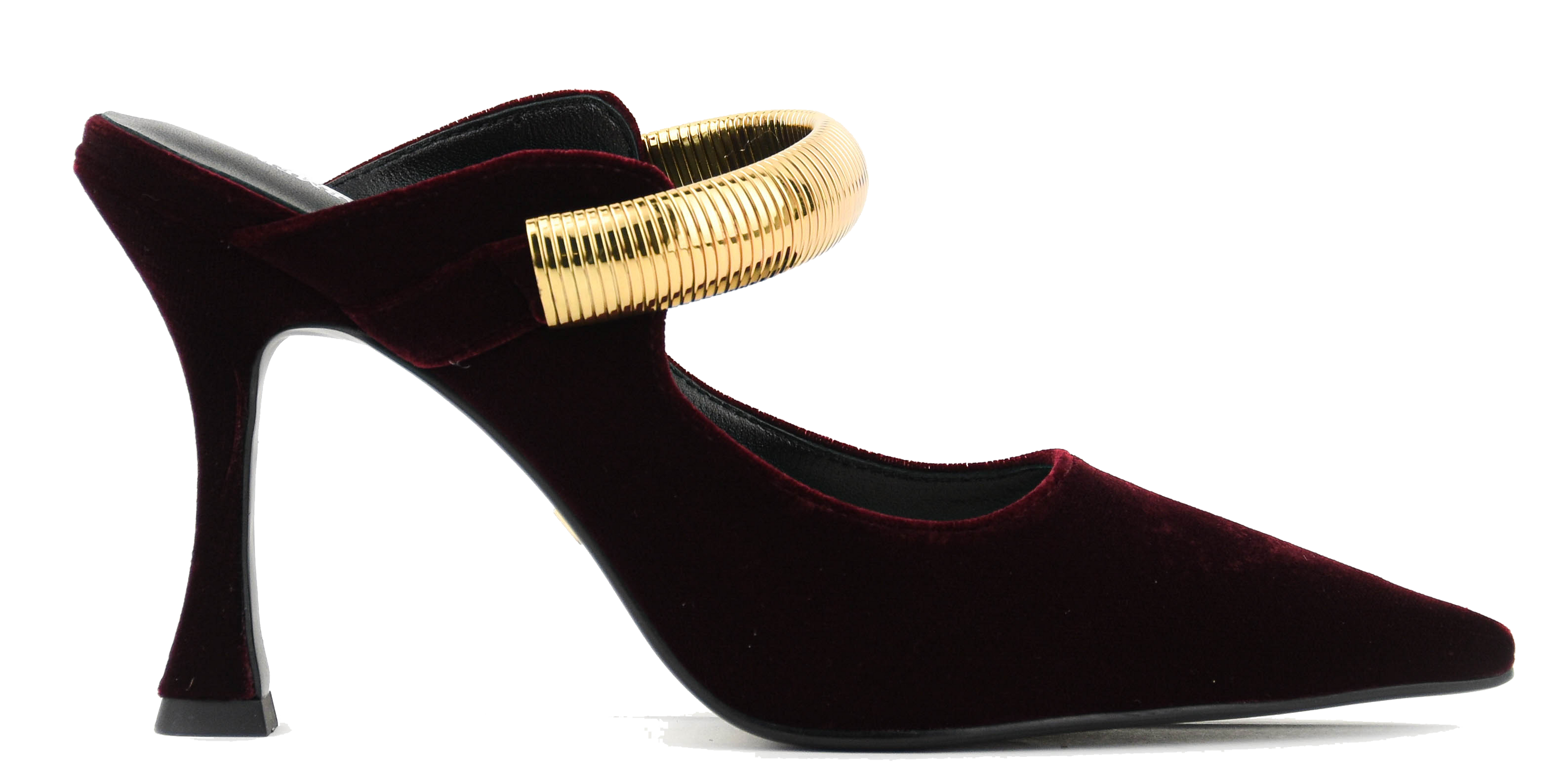 LOLA CRUZ AXELA MULES 95 BURGUNDY VELVET