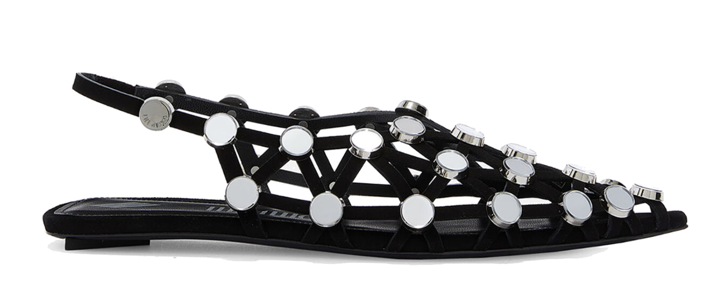 フラットシューズ THE ATTICO BALLERINA GRID LEATHER Grid'' dark grey ballerina for Women | THE ATTICO®