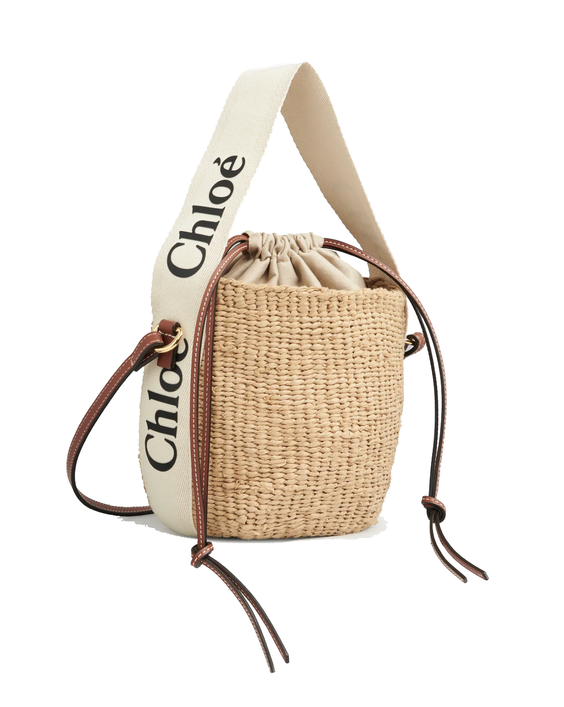 CHLOE WOODY BASKET WHITE SMALL