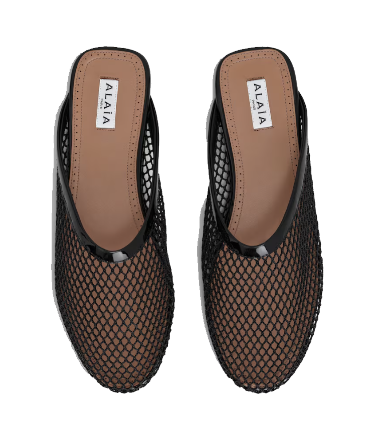 ALAIA FISHNET MULE NOIR