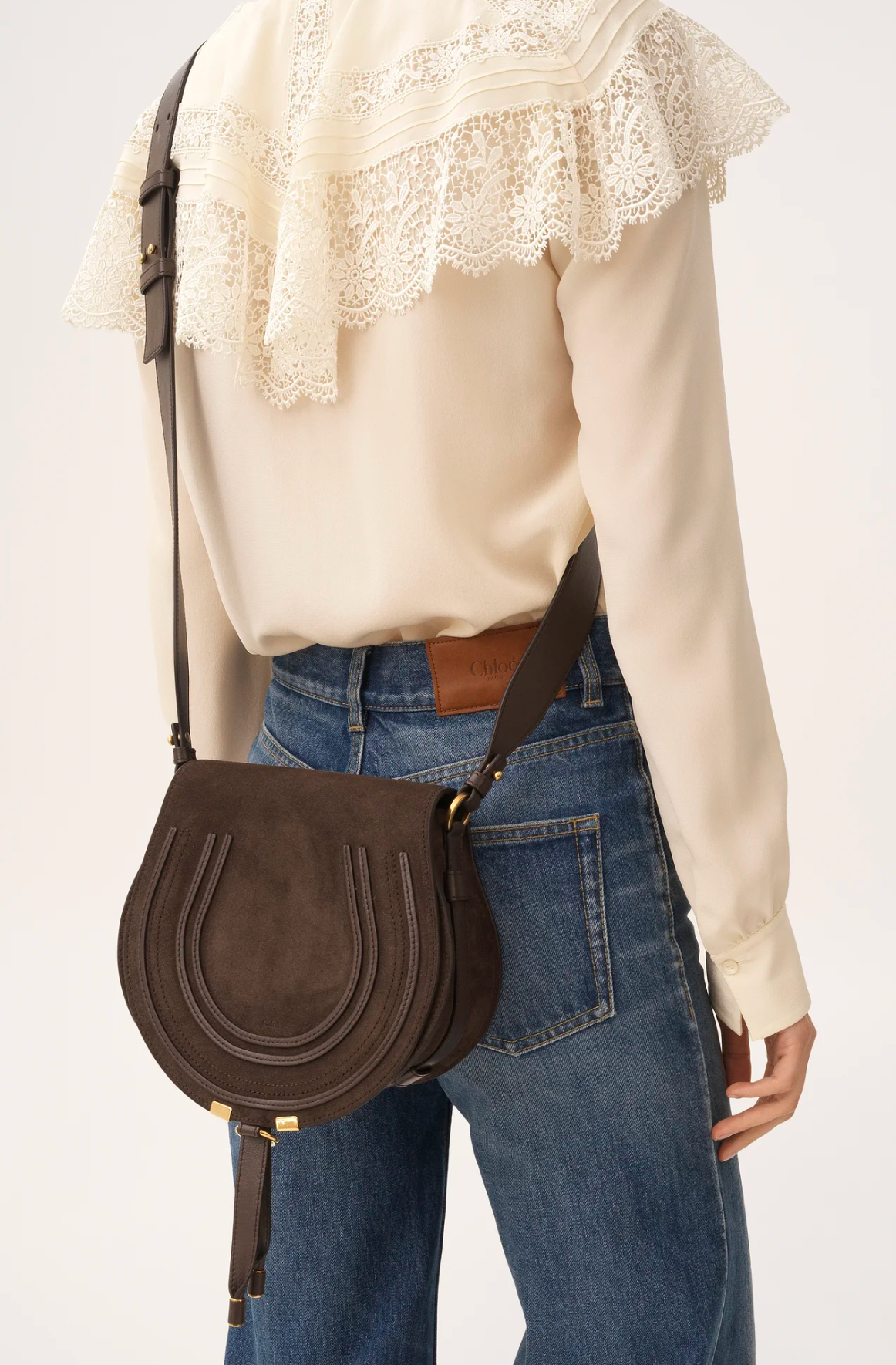 CHLOE MARCIE SADDLE BAG KOHI BROWN