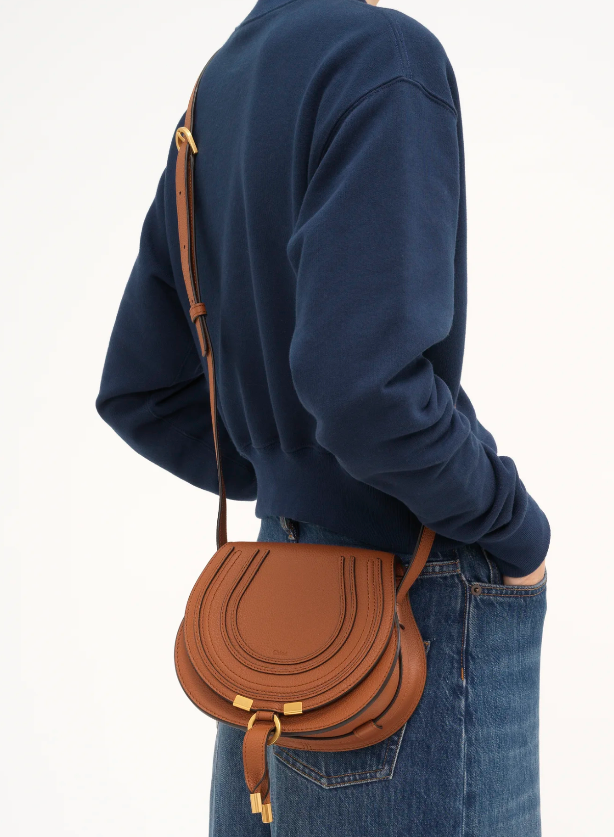 CHLOE MARCIE SMALL SADDLE BAG TAN