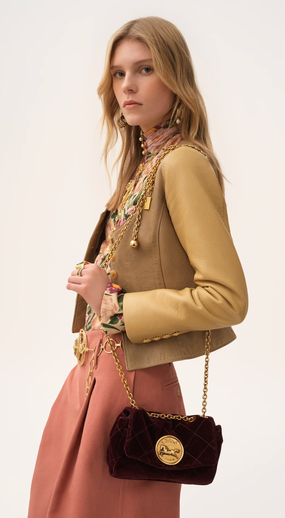 CHLOE HERITAGE SMALL CROSSBODY BORDO