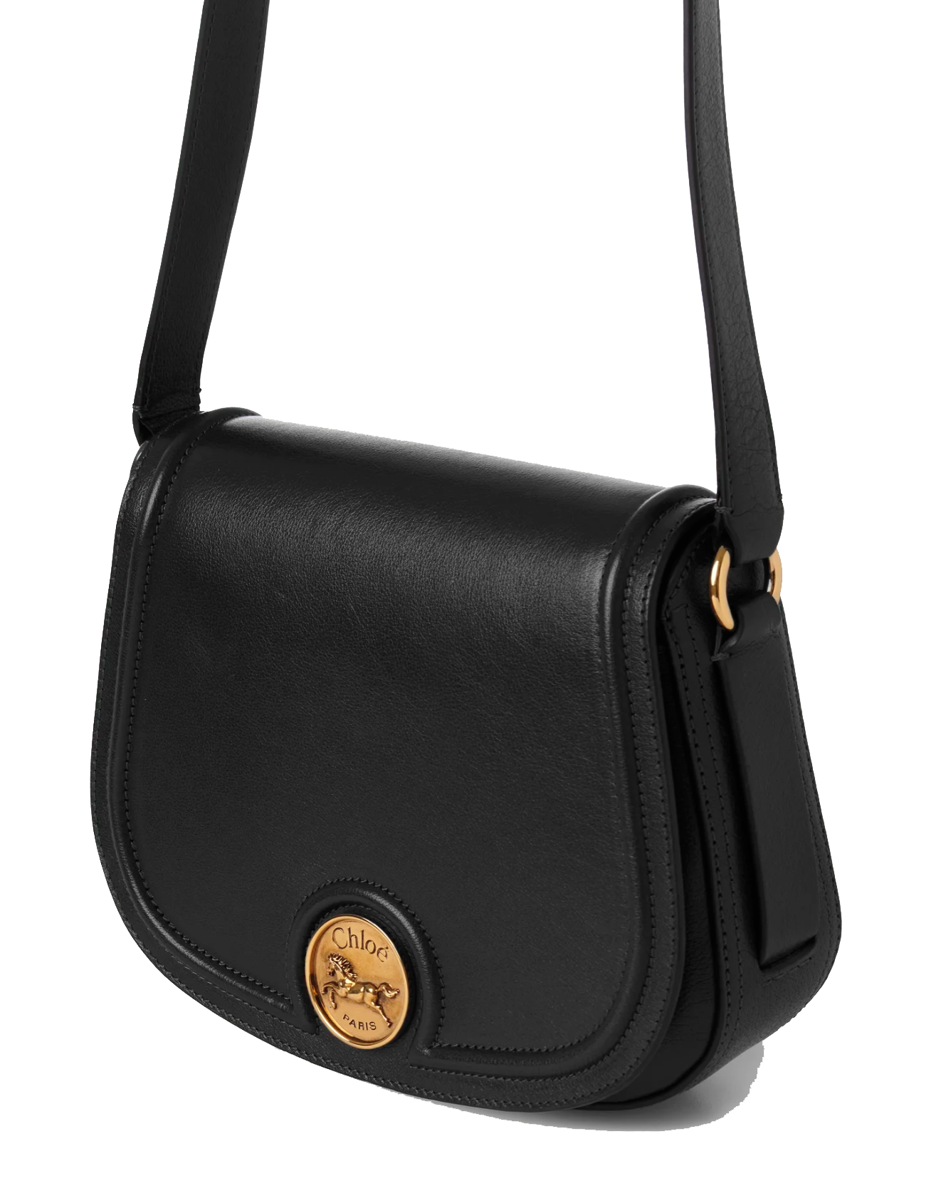 CHLOE HORSEMEDAL SADDLE BAG BLACK