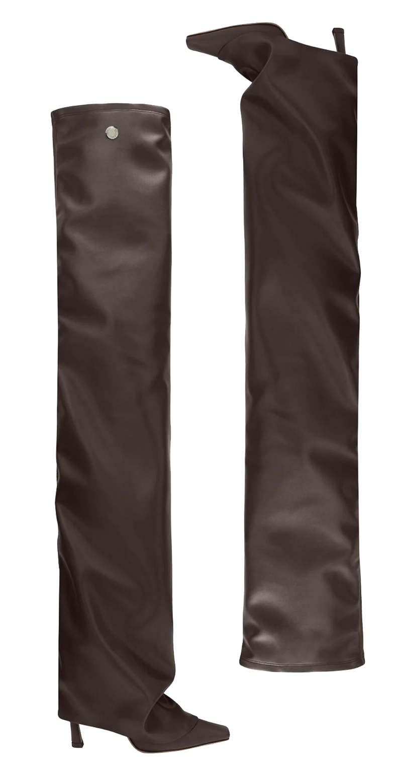THE ATTICO THIGH HIGH BOOTS DARK BROWN