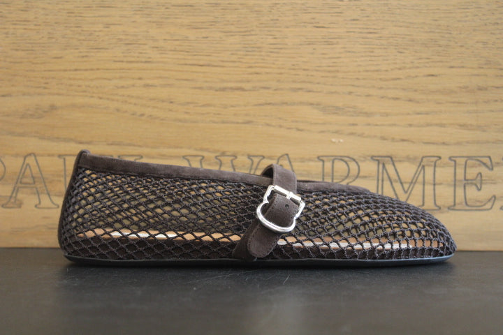 ALAIA FISHNET BALLERINA BRUN FONCE