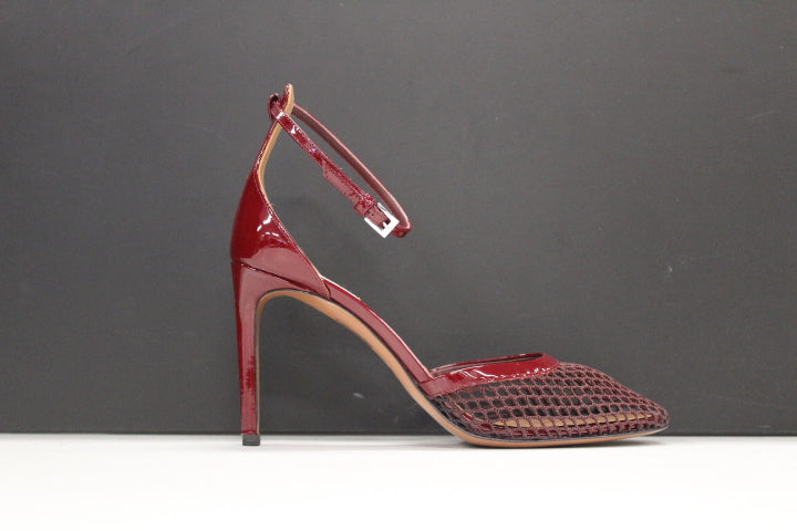 ALAIA PUMPS FISHNET 90 ROUGE GRENAT