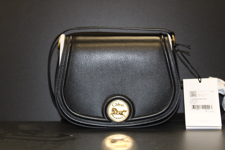 CHLOE HORSEMEDAL SADDLE BAG BLACK