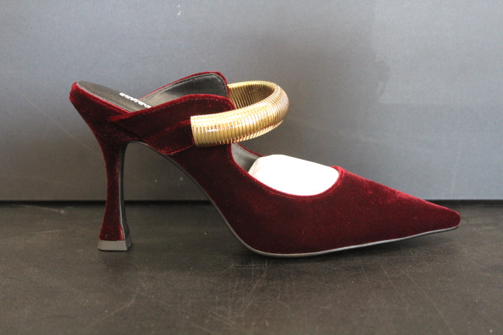 LOLA CRUZ AXELA MULES 95 BURGUNDY VELVET