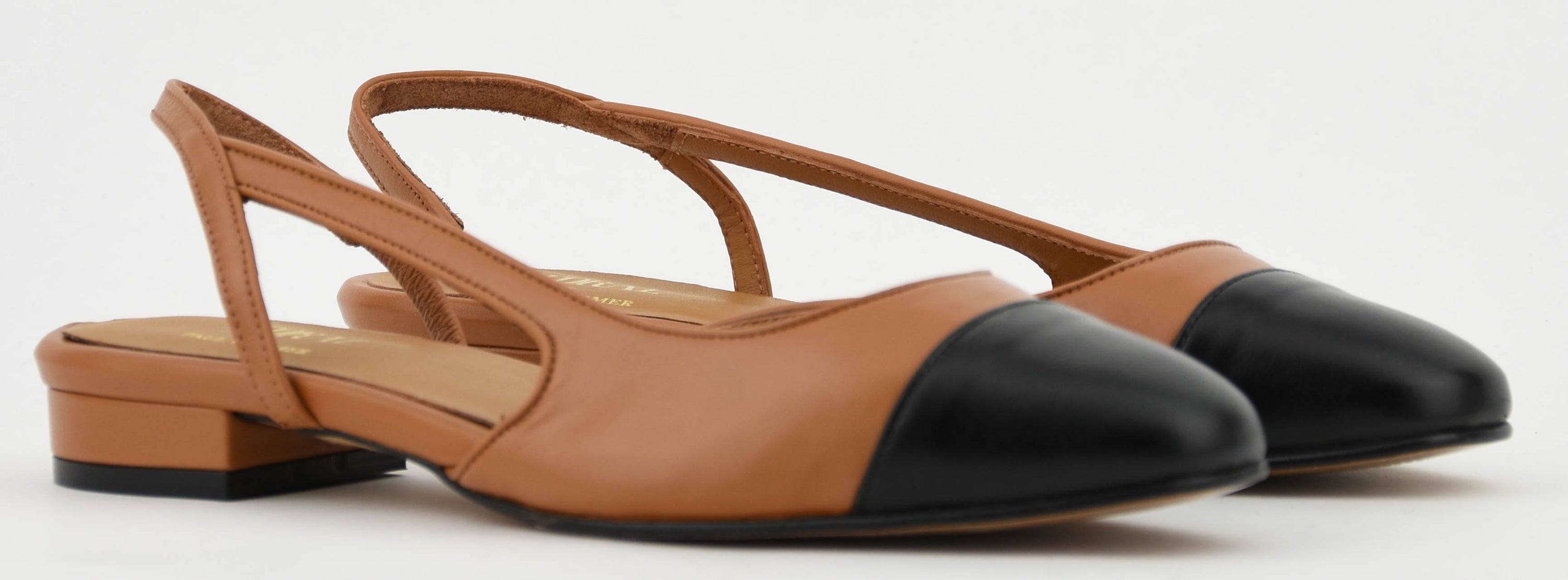 TORAL X PW MANHATTAN SLINGBACK BALLERINA BLACK CAMEL