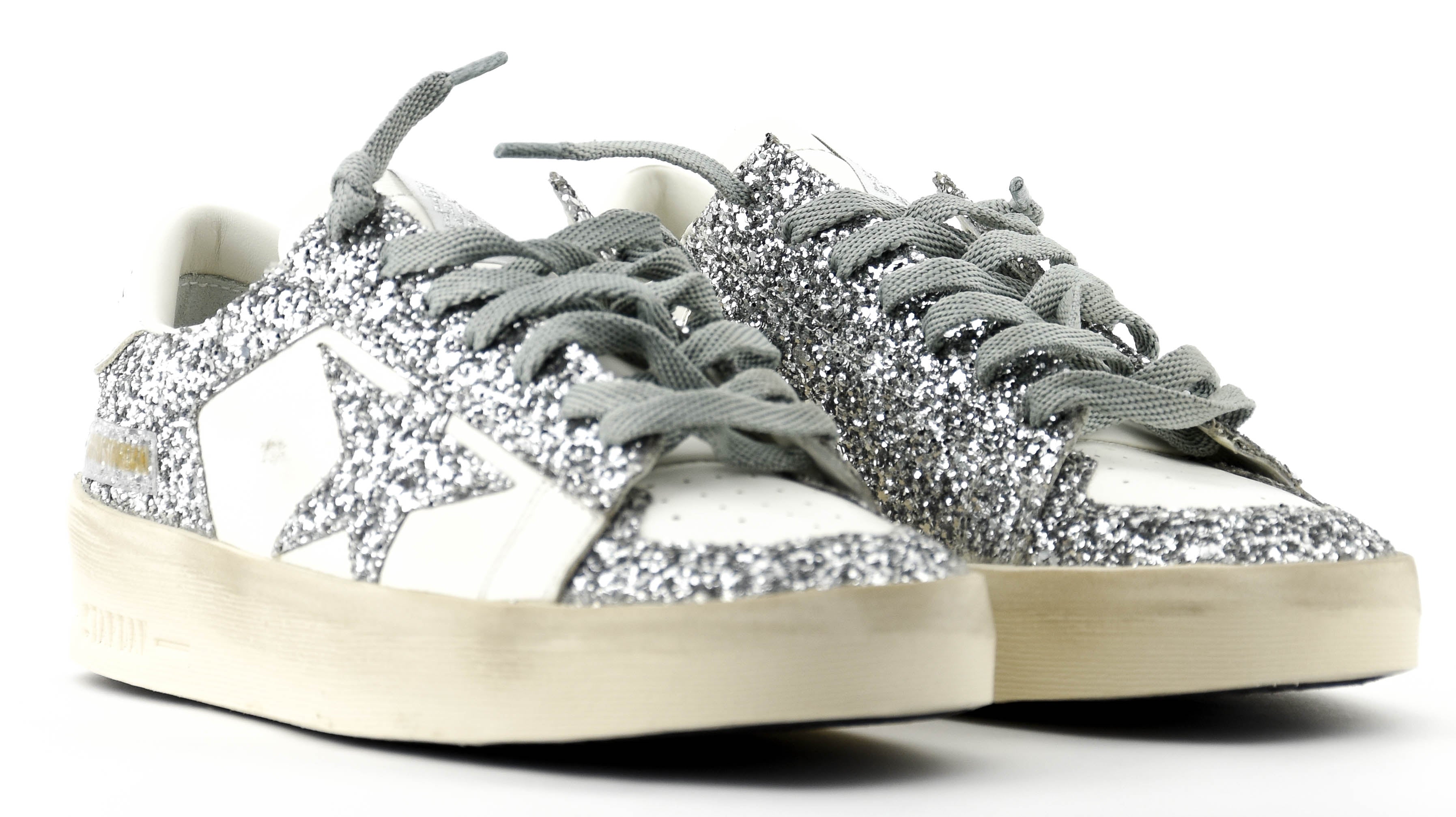 シューズ・サンダルその他 Golden Goose Stardan white/glitter silver sneaker Women's Stardan sneakers with silver glitter | Golden Goose