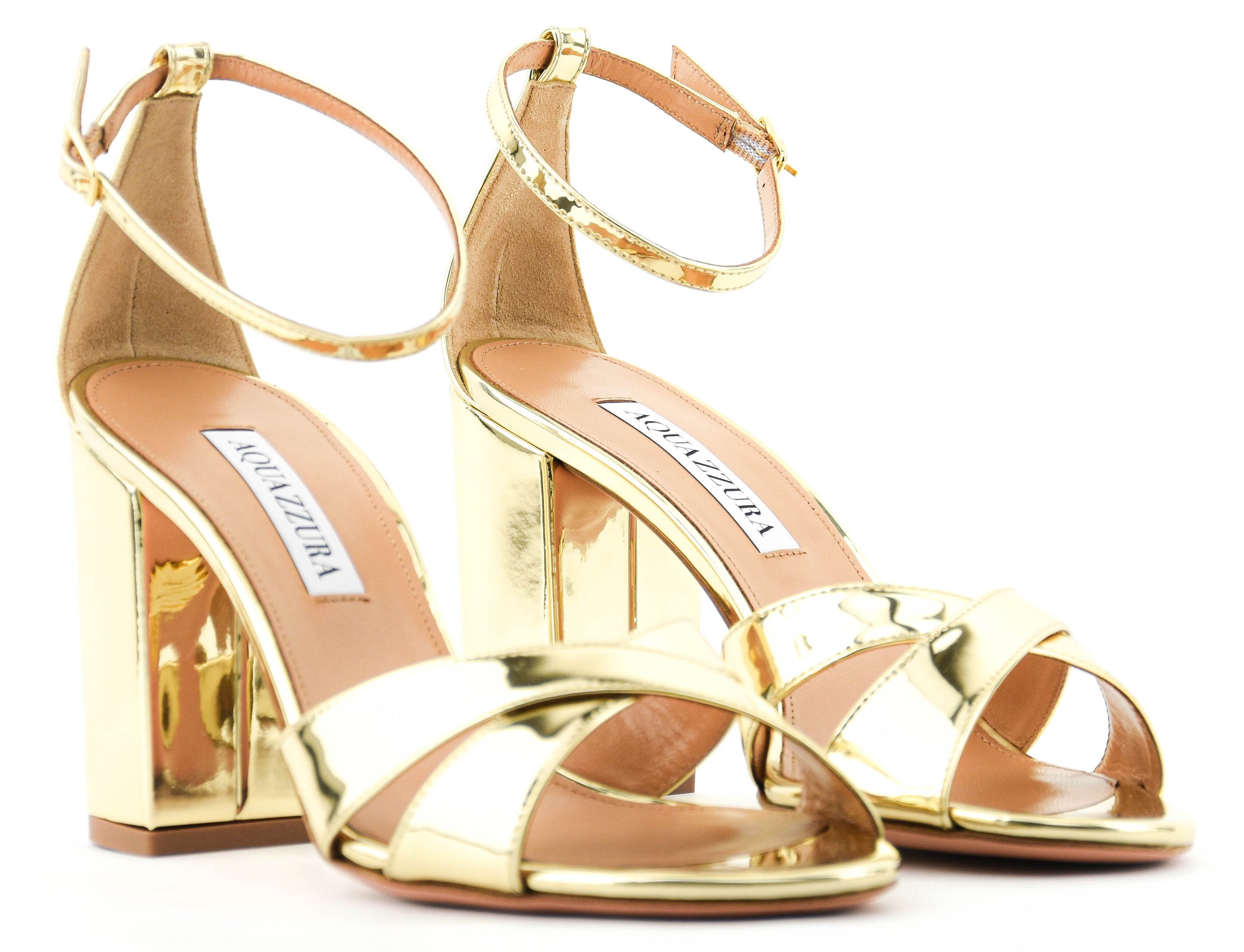 AQUAZZURA DIVINE SANDAL 85 SOFT GOLD