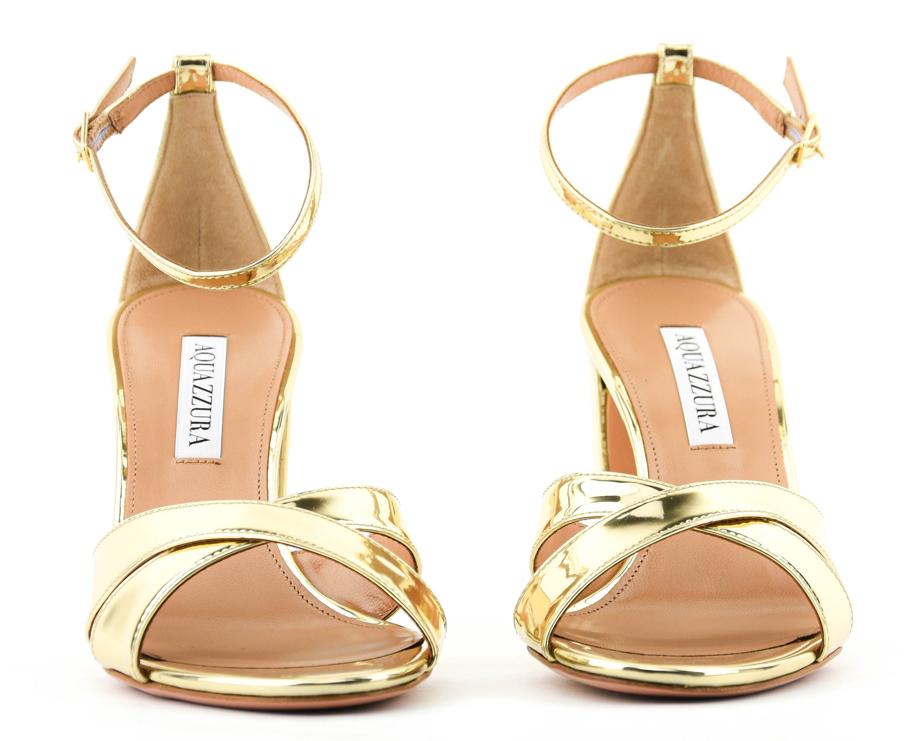 AQUAZZURA DIVINE SANDAL 85 SOFT GOLD