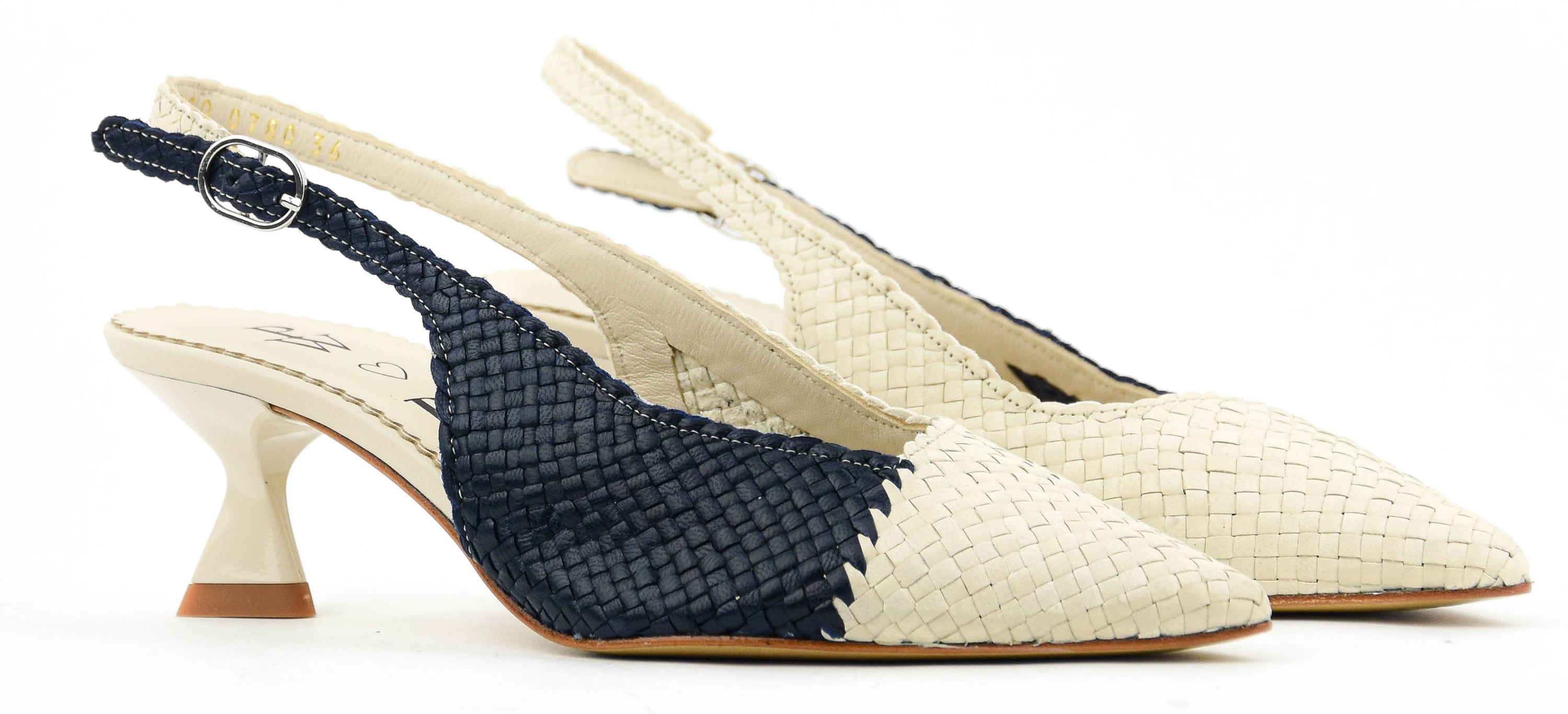 PAUL WARMER BONNIE WOVEN SLINGBACK WHITE BLUE