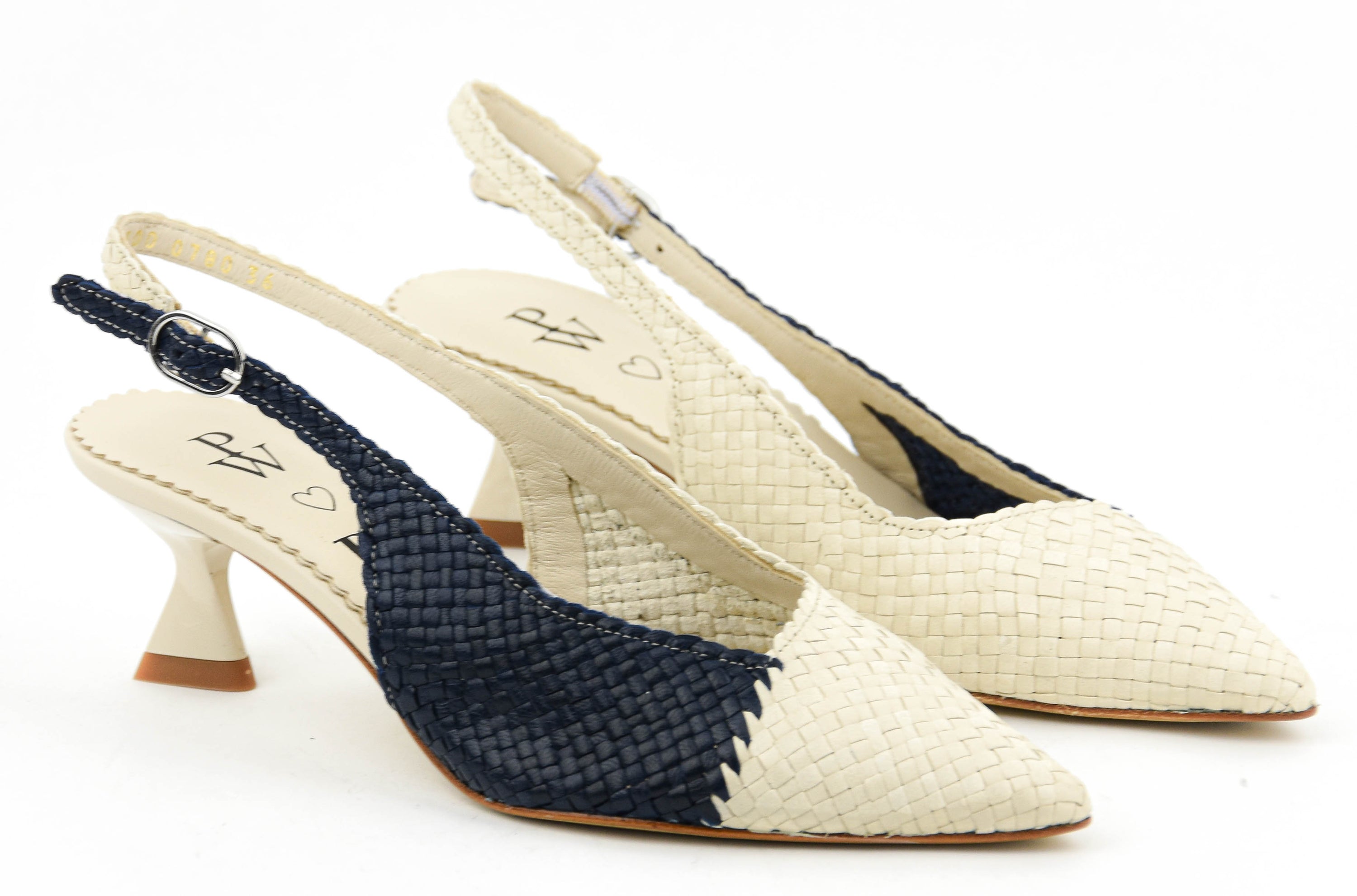 PAUL WARMER BONNIE WOVEN SLINGBACK WHITE BLUE