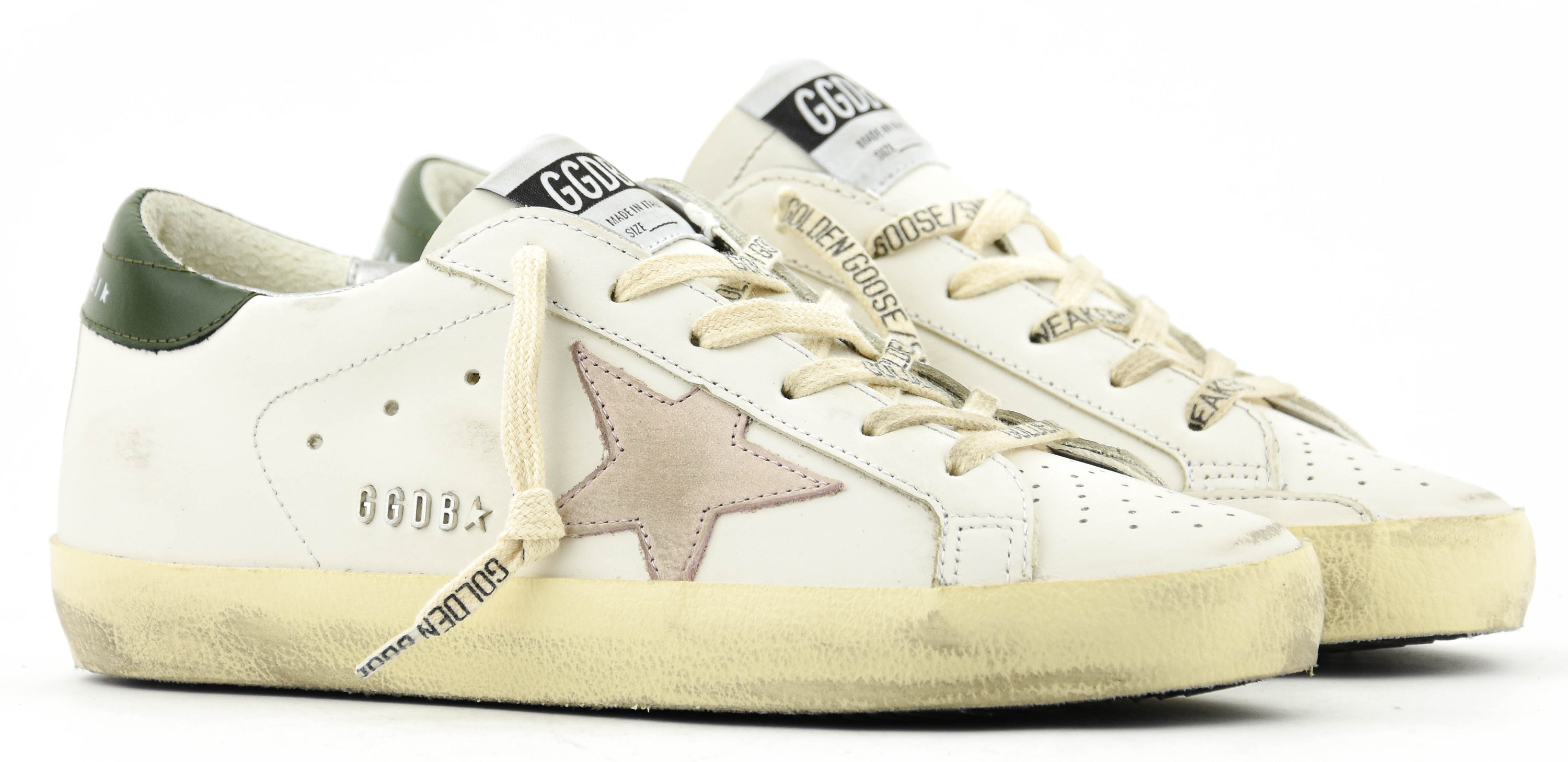 GOLDEN GOOSE SUPERSTAR WHITE PINK GREEN