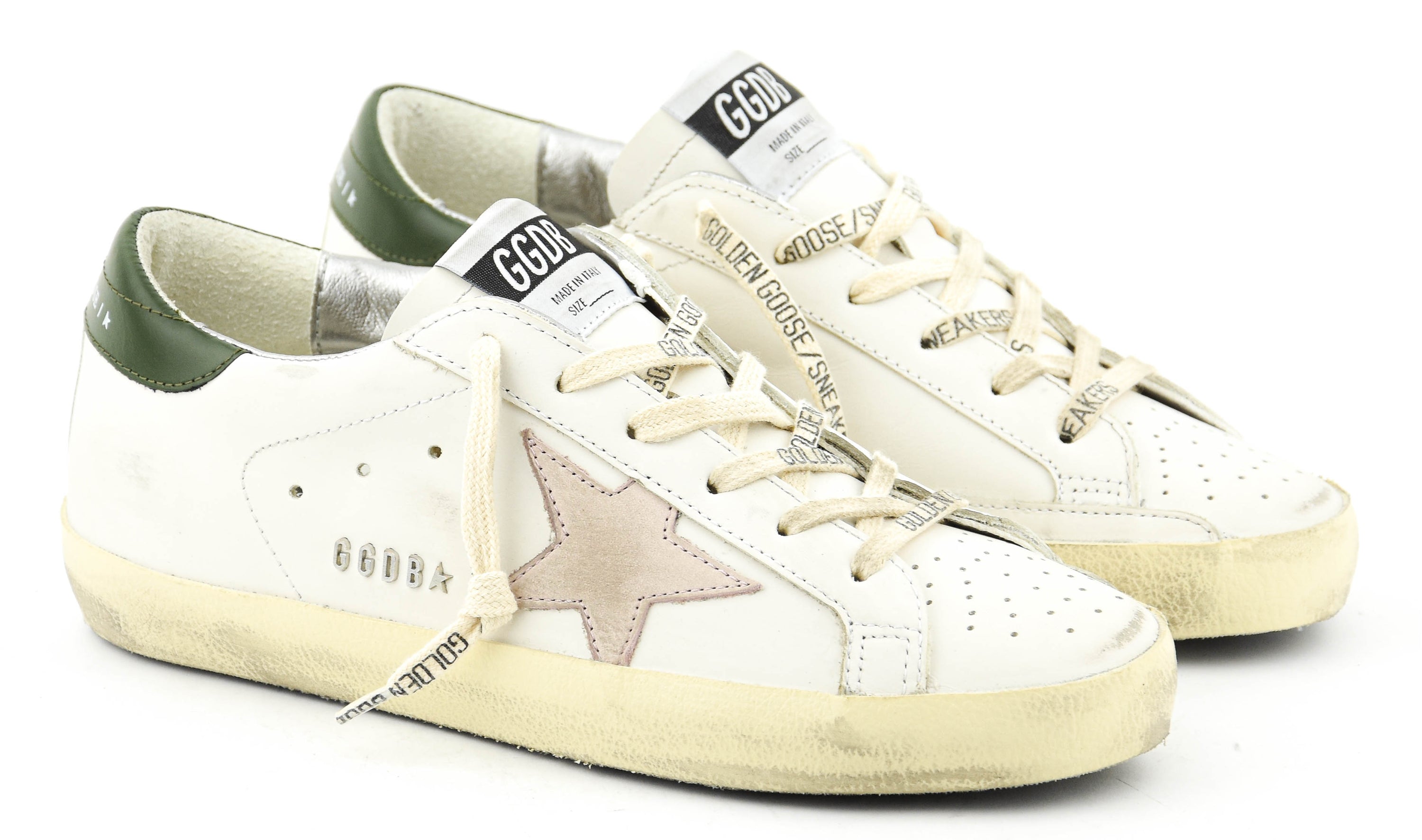 GOLDEN GOOSE SUPERSTAR WHITE PINK GREEN