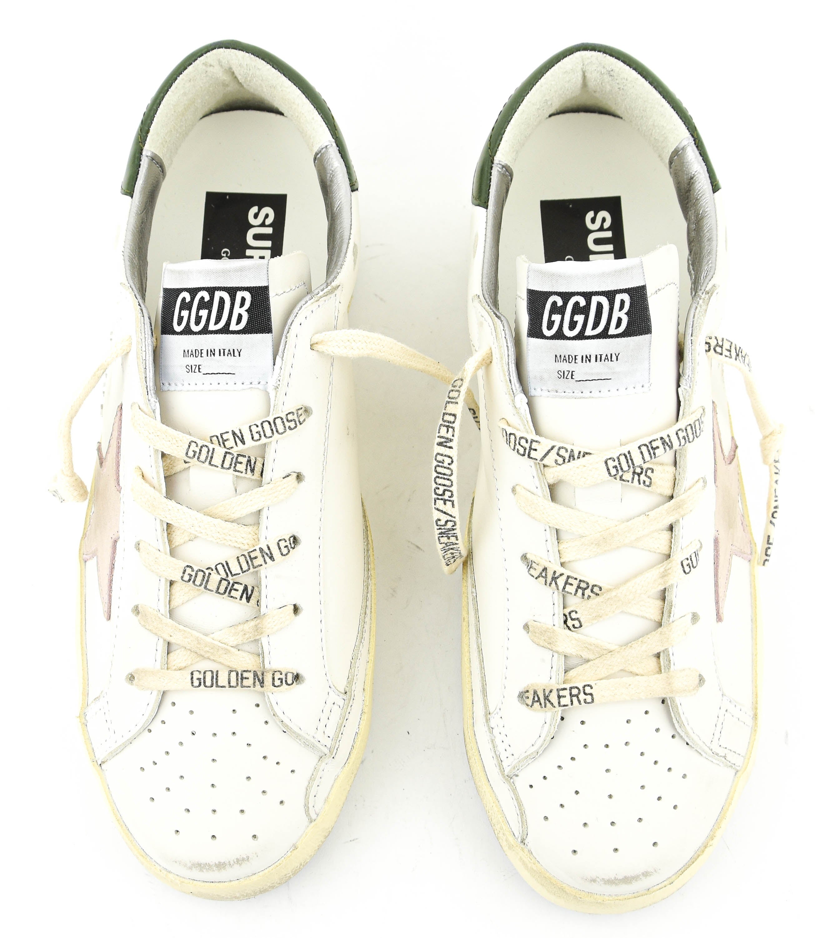 GOLDEN GOOSE SUPERSTAR WHITE PINK GREEN