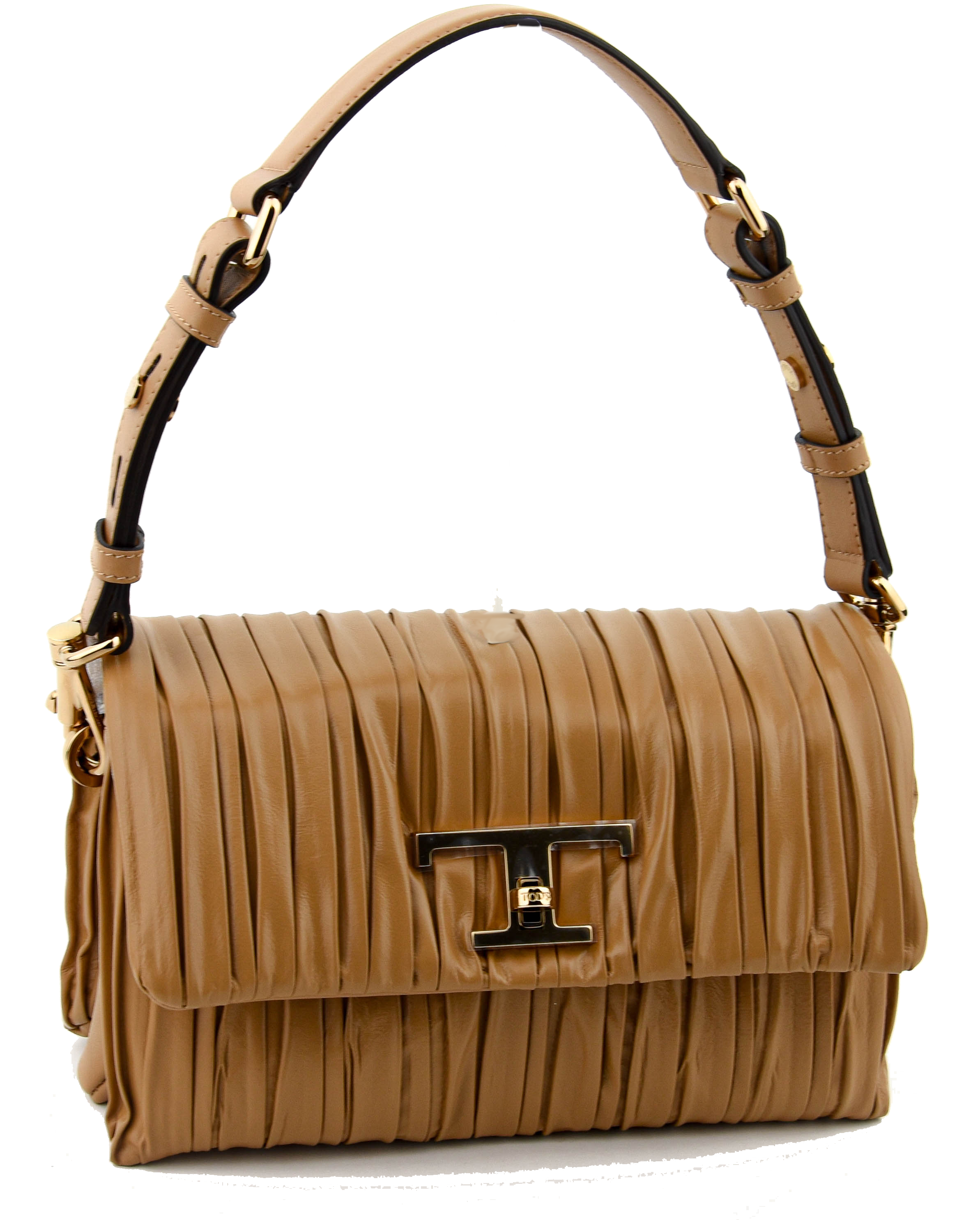 TODS T TIMELESS FLAP BAG IN CAMEL