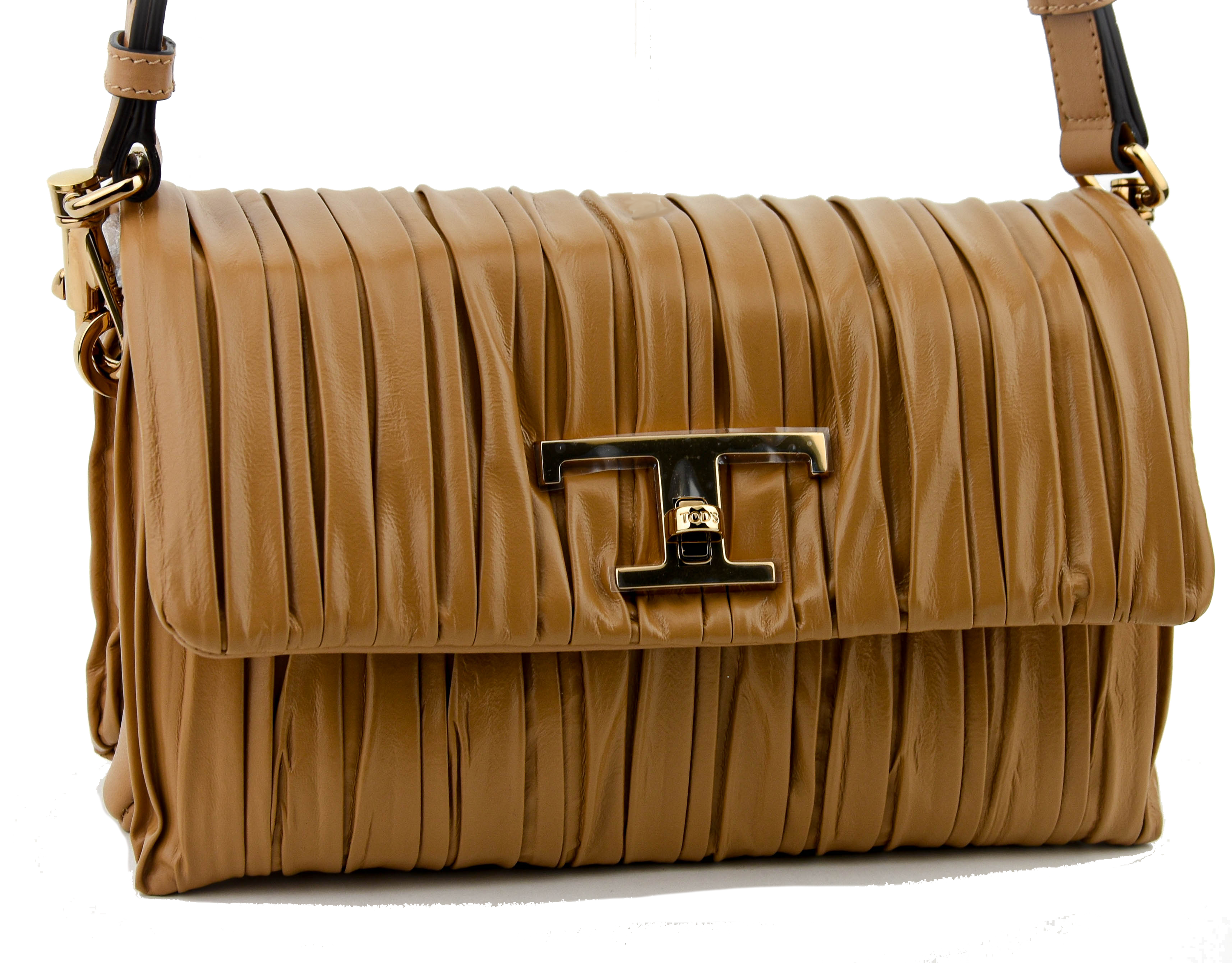 TODS T TIMELESS FLAP BAG IN CAMEL