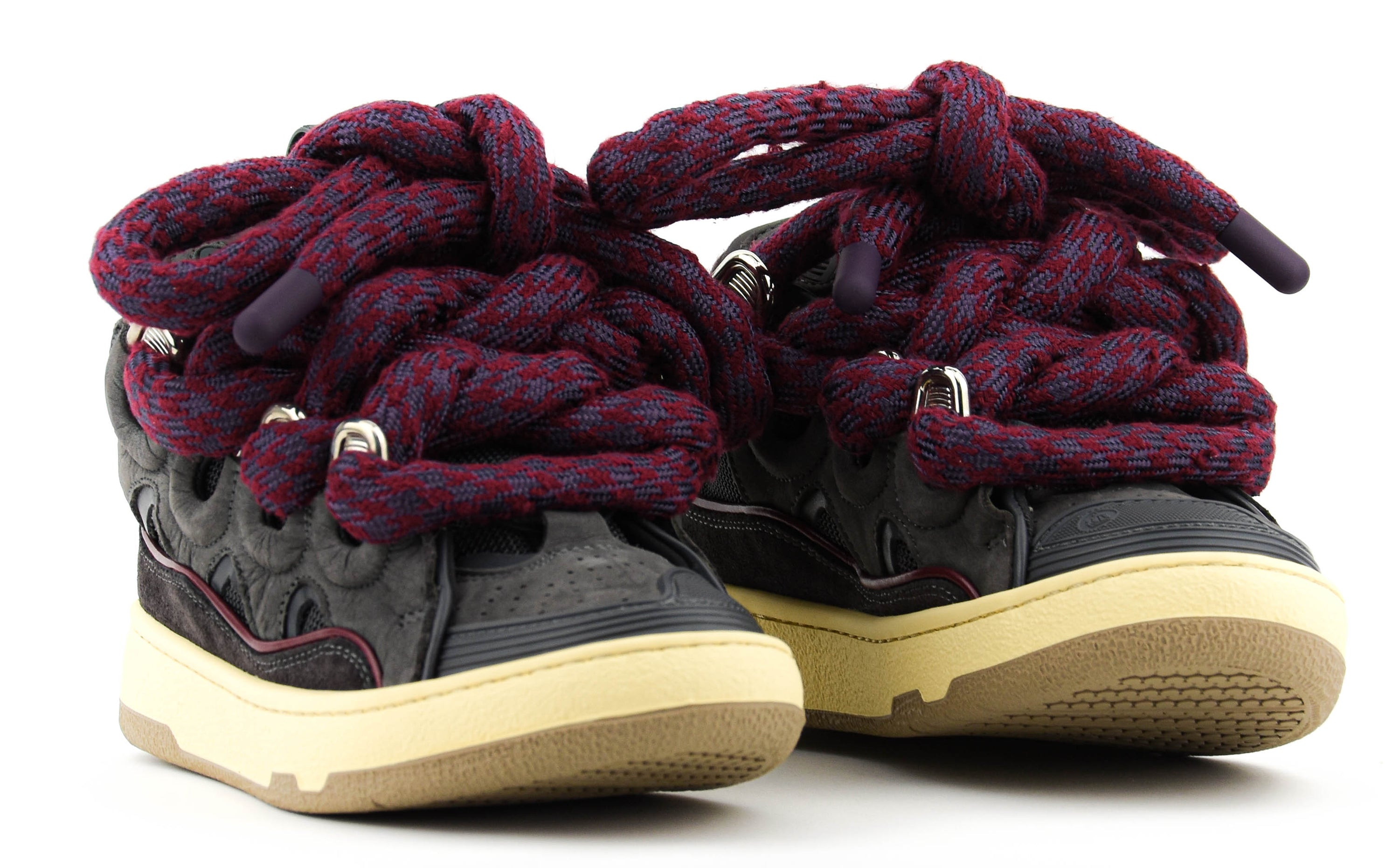 LANVIN CURB SNEAKER SNAKE LACE GREY RED