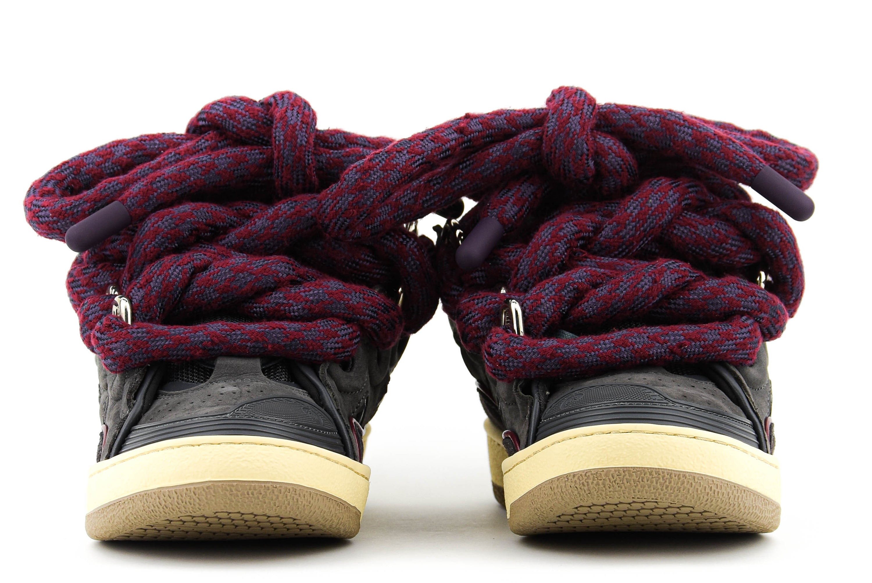 LANVIN CURB SNEAKER SNAKE LACE GREY RED