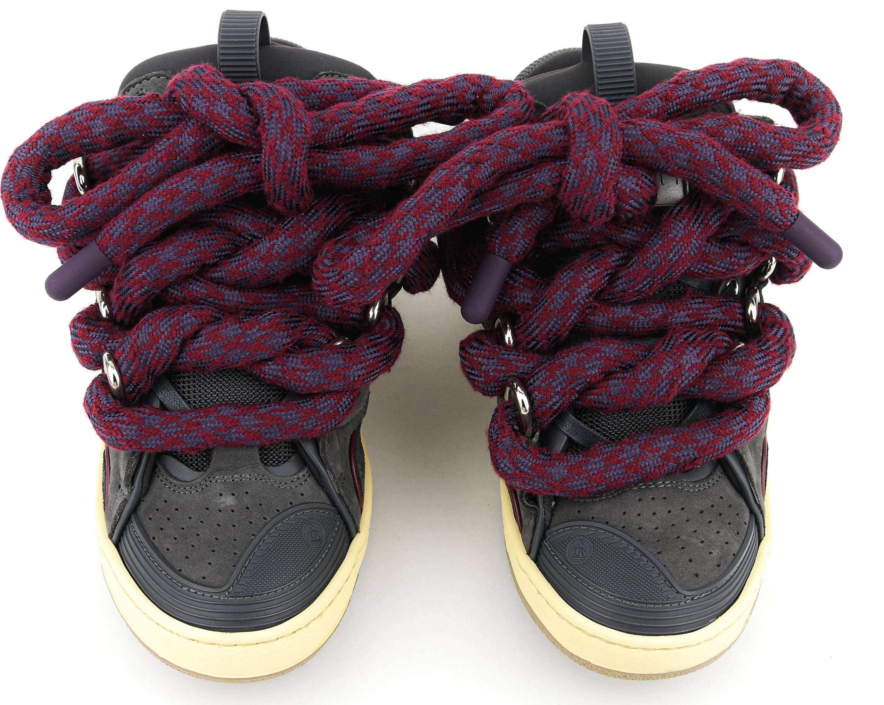 LANVIN CURB SNEAKER SNAKE LACE GREY RED