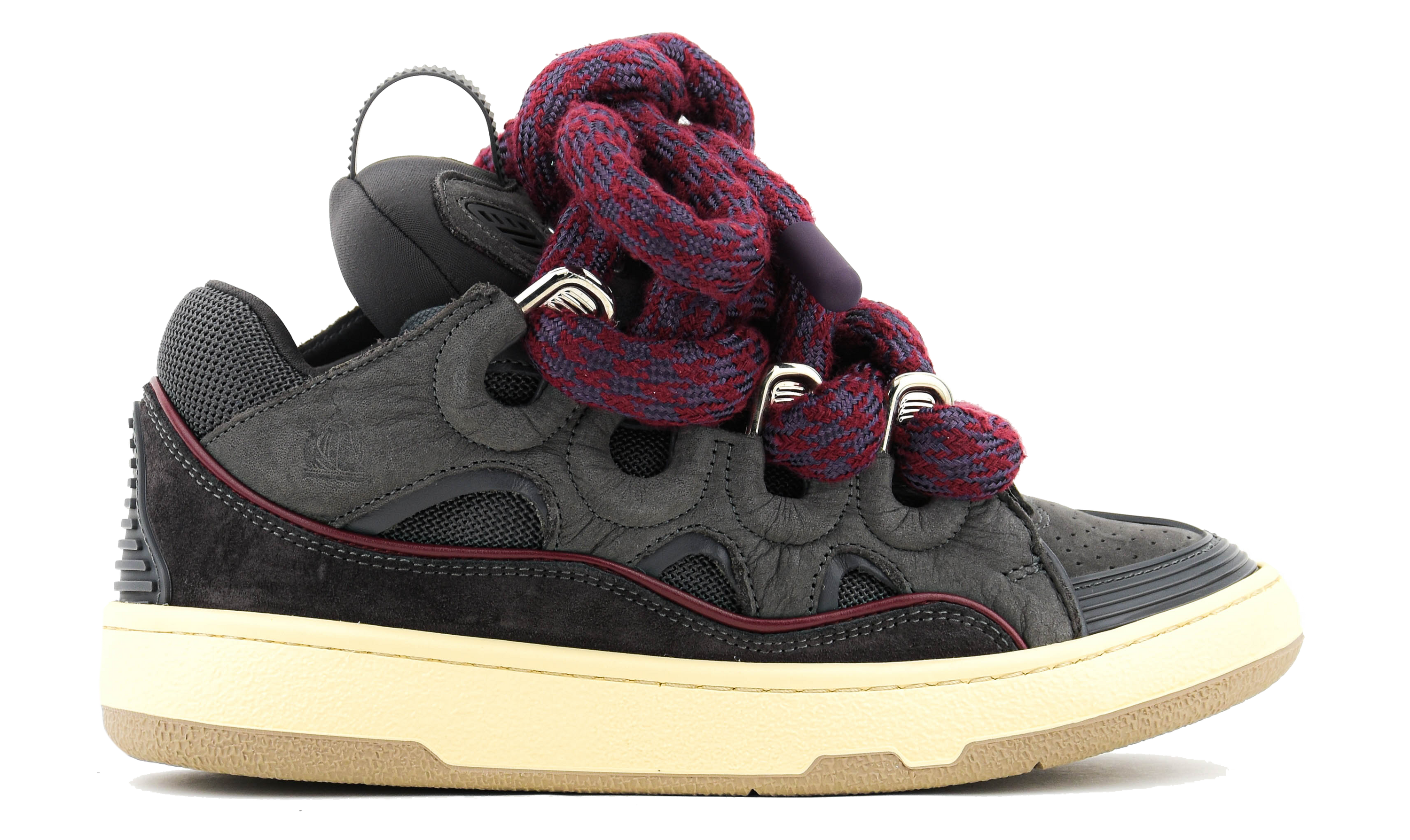 LANVIN CURB SNEAKER SNAKE LACE GREY RED