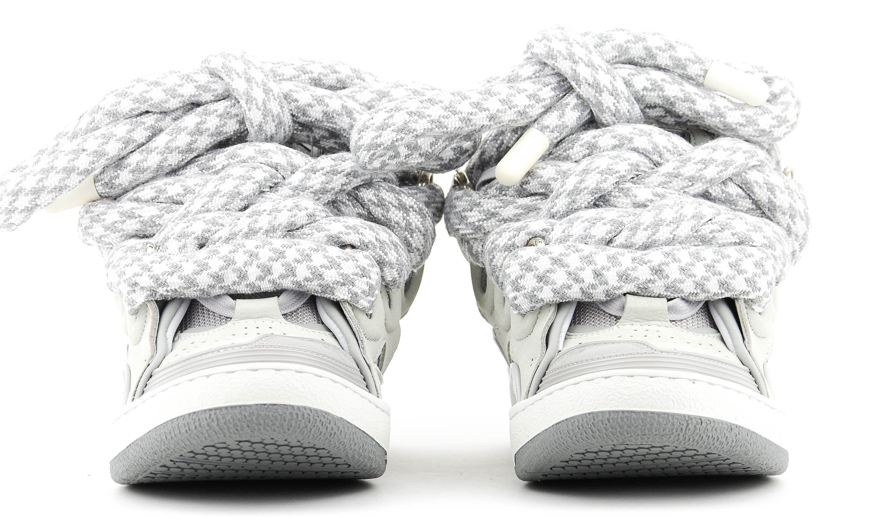 LANVIN CURB SNEAKER SNAKE LACE WHITE GREY