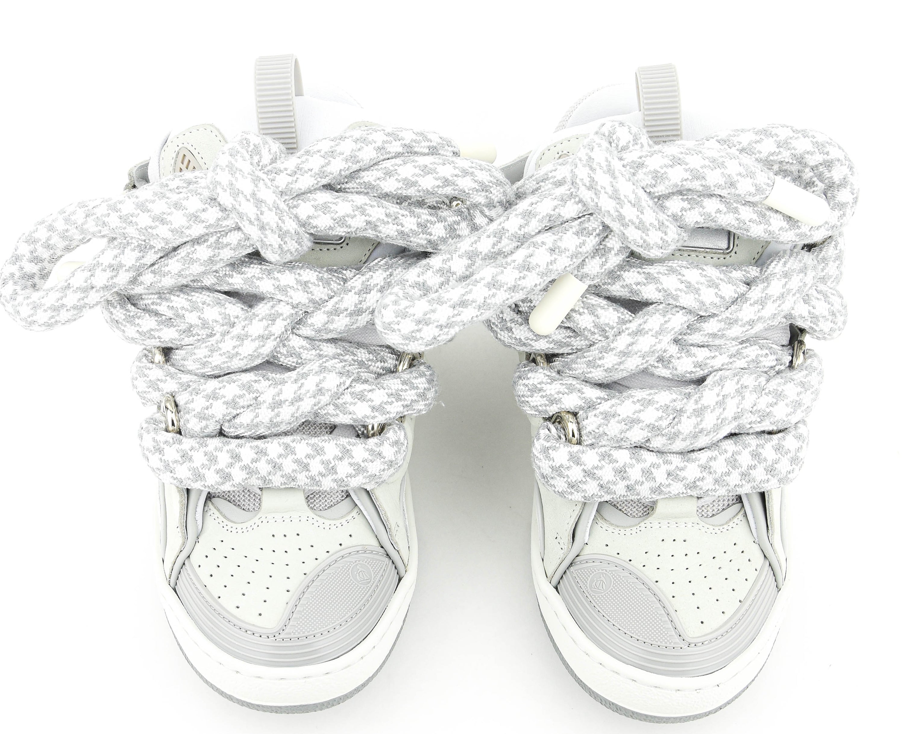 LANVIN CURB SNEAKER SNAKE LACE WHITE GREY