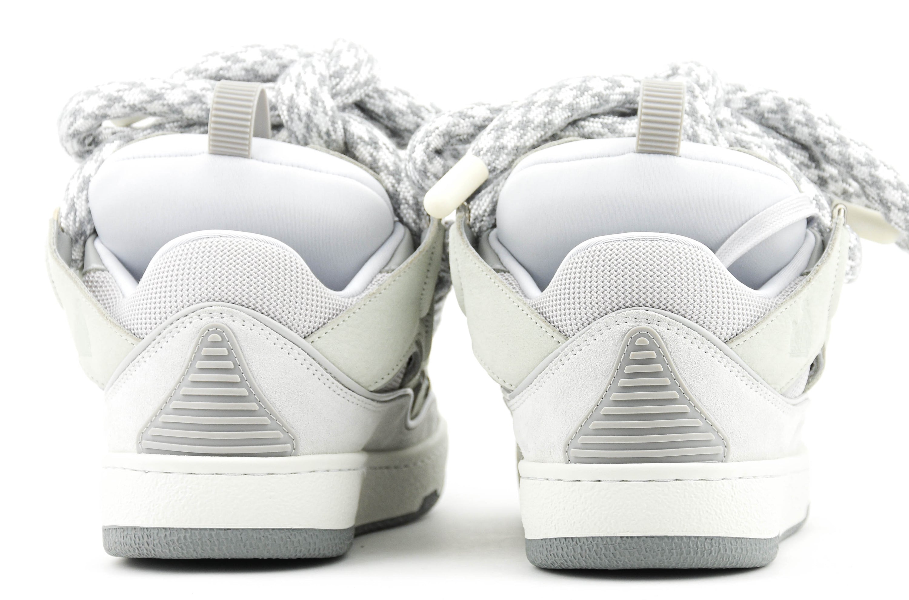 LANVIN CURB SNEAKER SNAKE LACE WHITE GREY