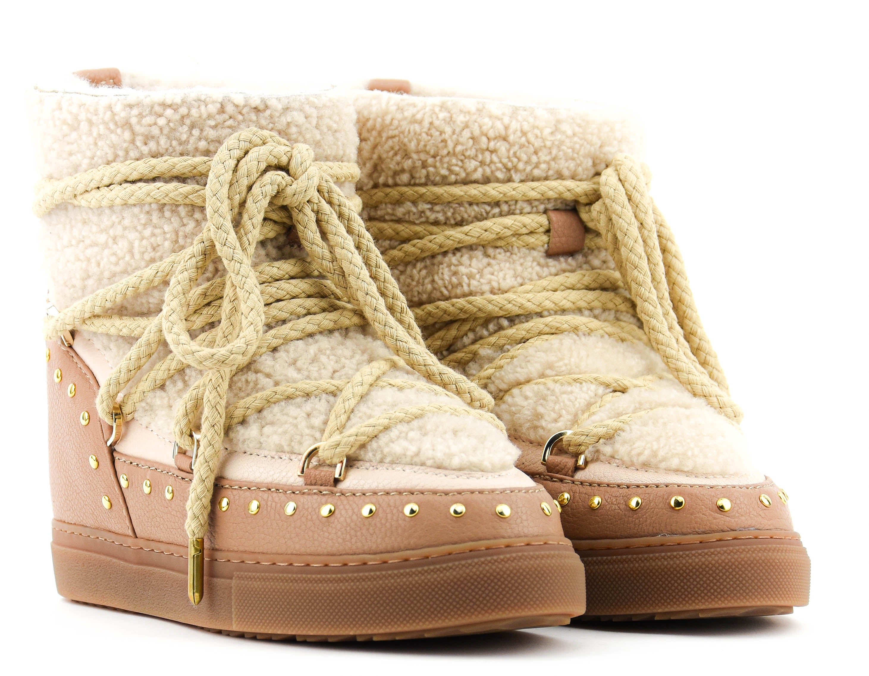 INUIKII CURLY ROCK WEDGE BEIGE