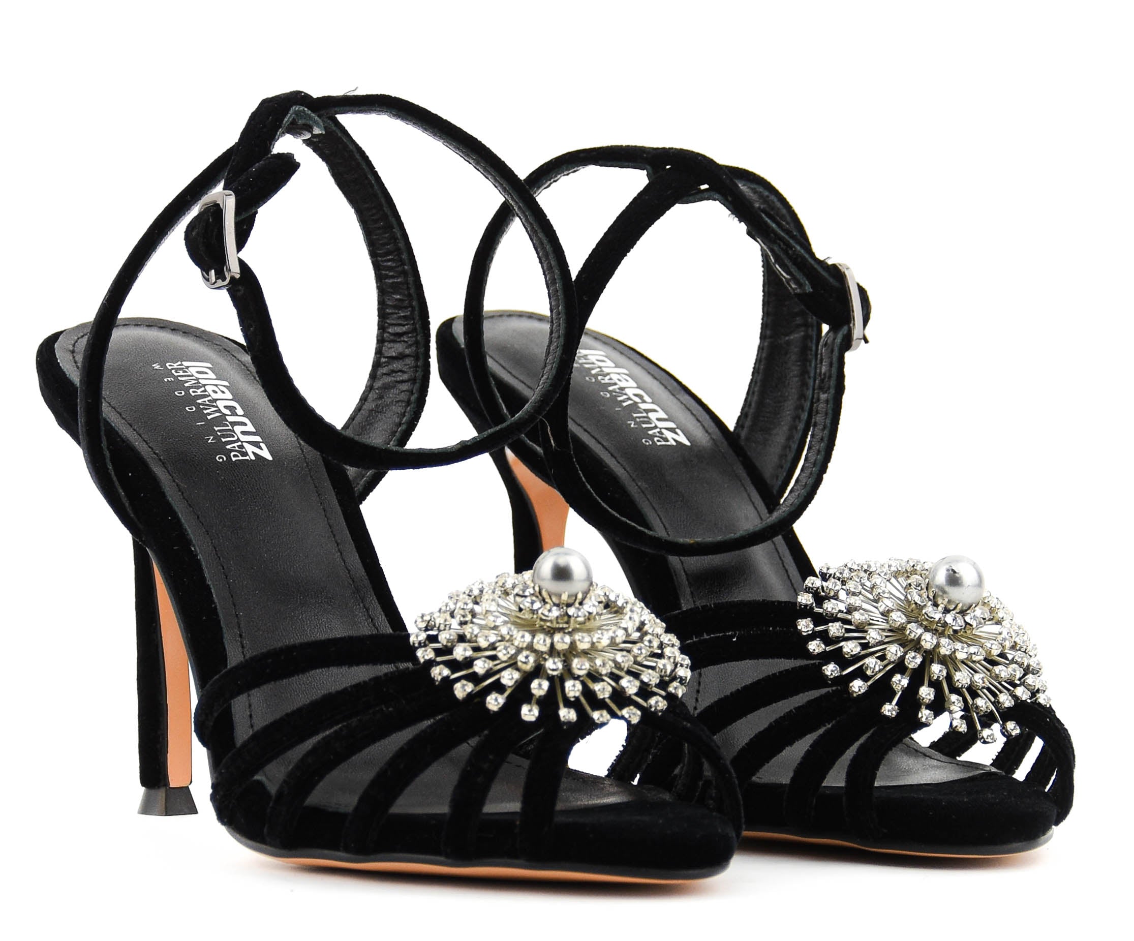 LOLA CRUZ X PAUL WARMER PERLA SANDAL BLACK