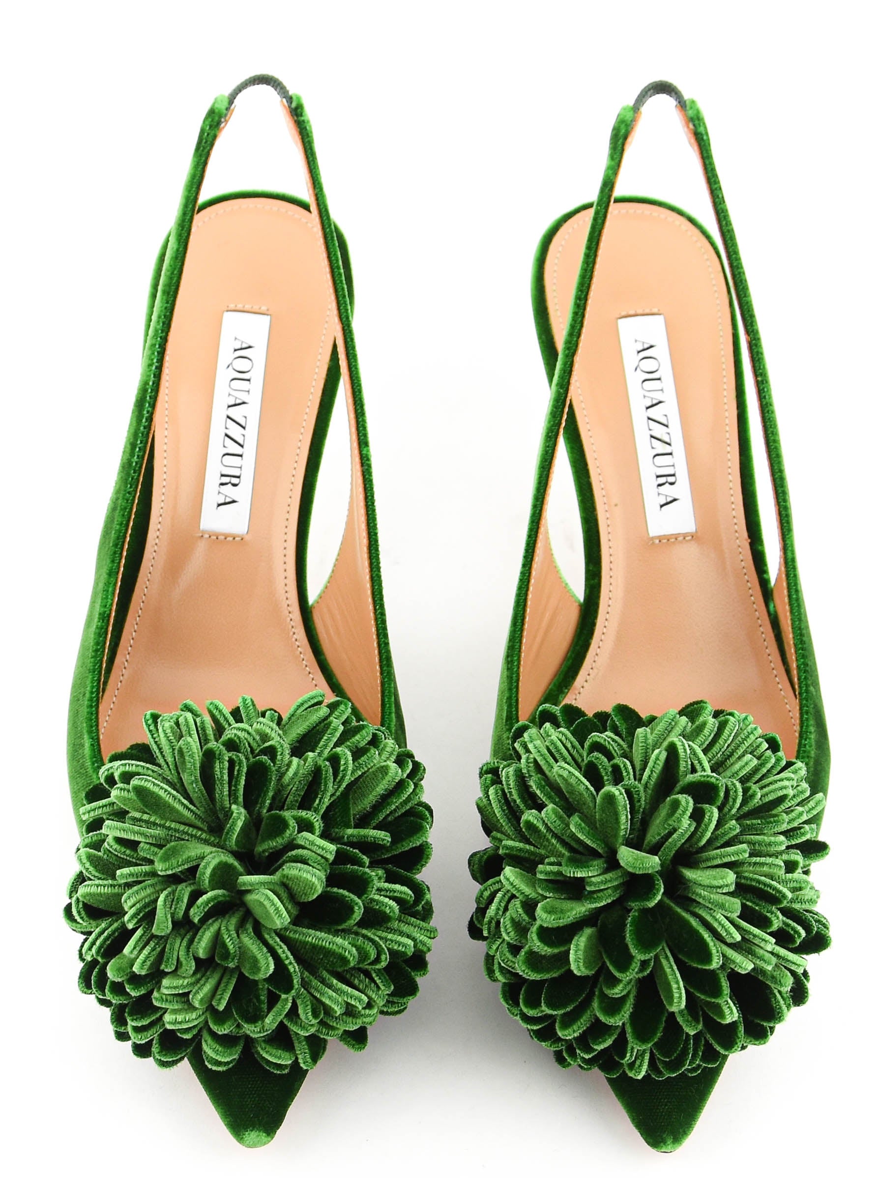 AQUAZZURA COUTURIER SLING 65 PUMP MALACHITE