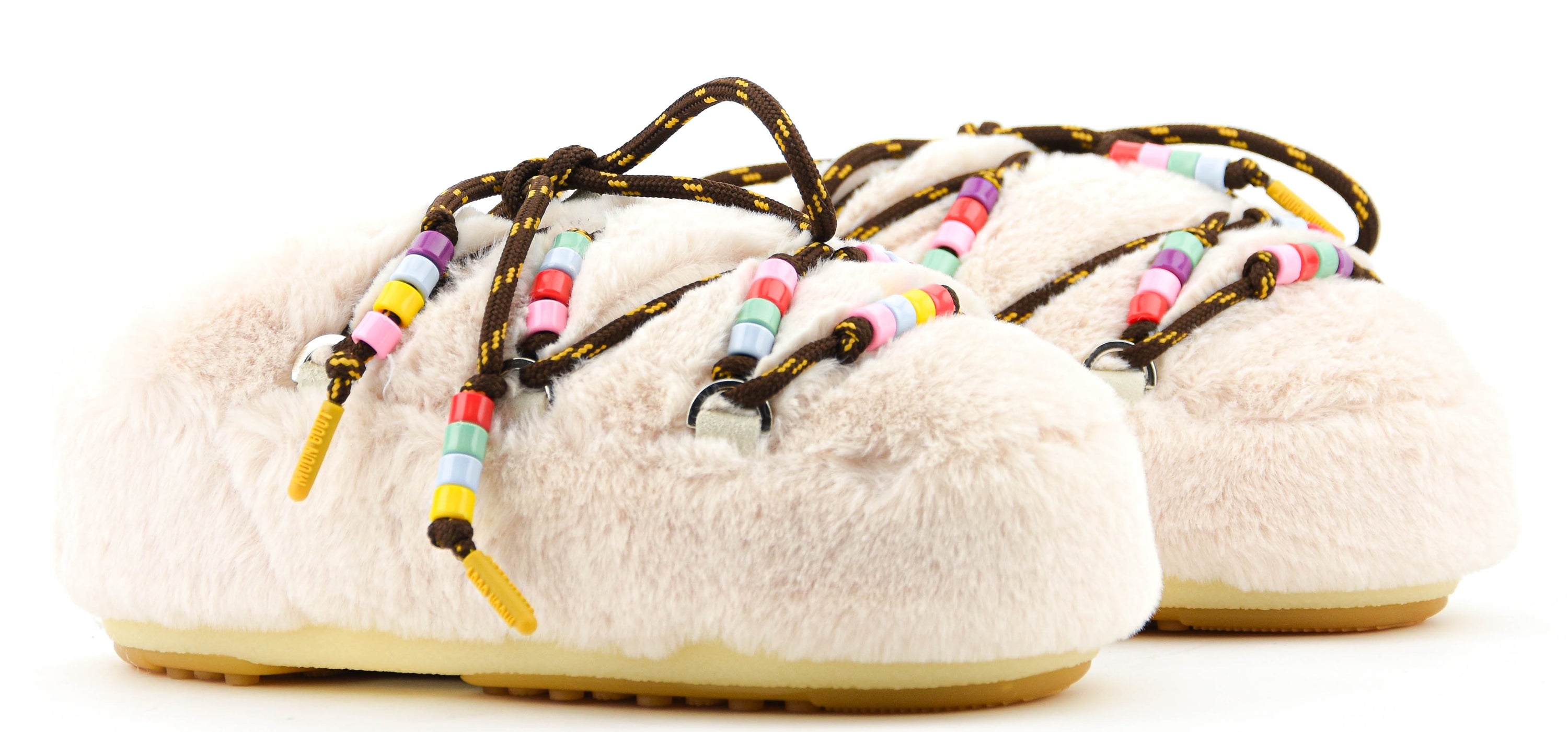 MOONBOOT MULE FAUX FUR BEADS CREAM