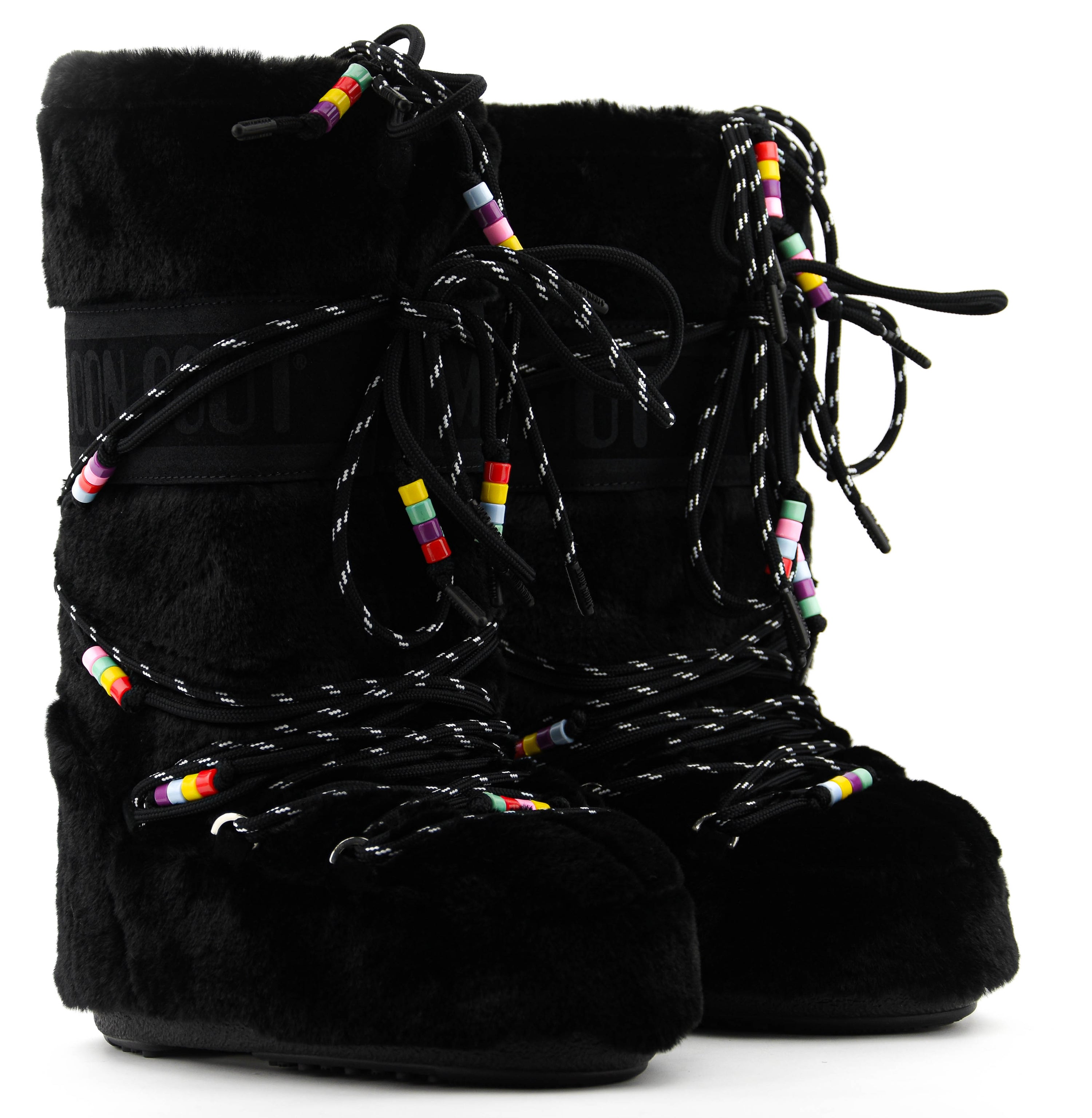 MOONBOOT ICON FAUX FUR BEADS BLACK